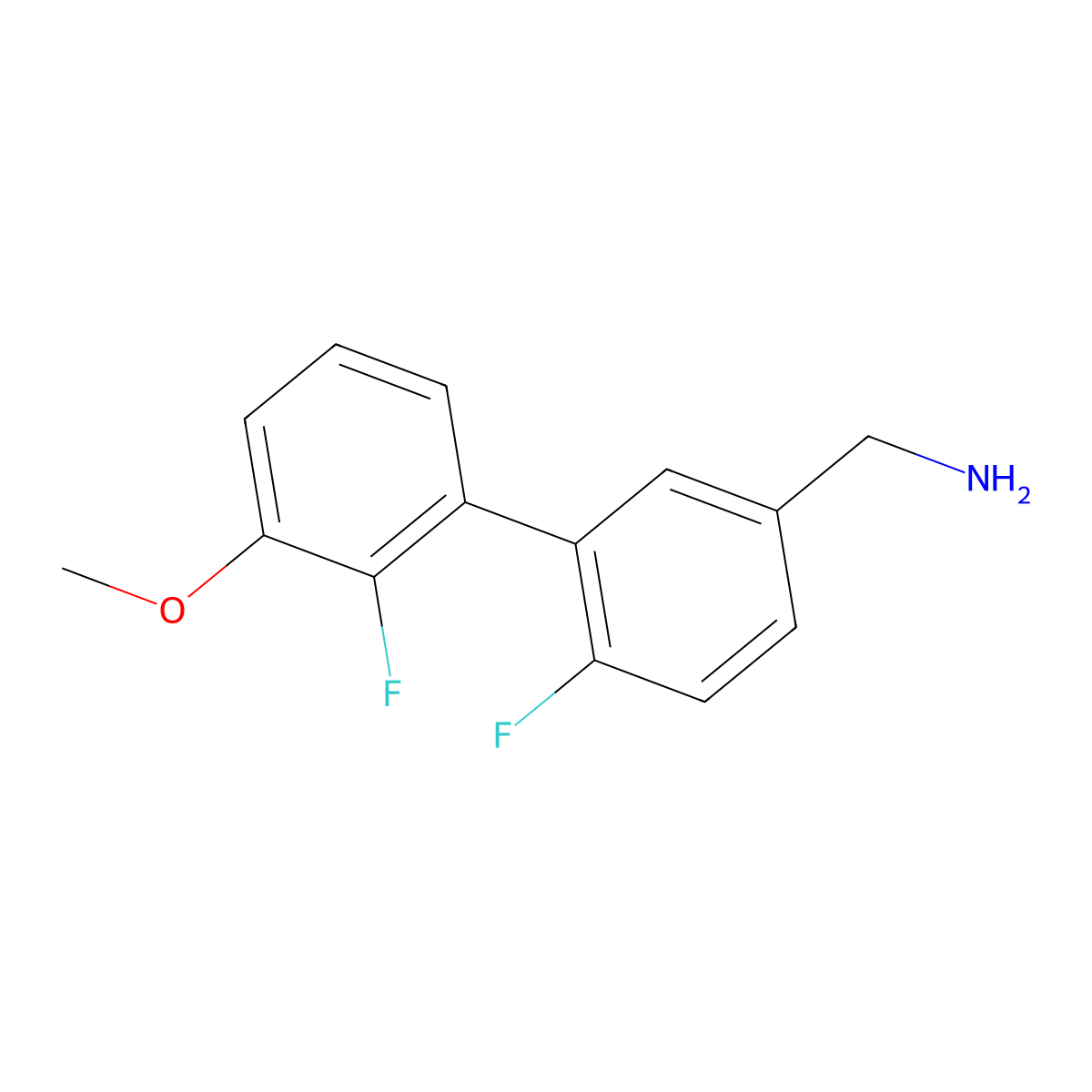 (2',6-Difluoro-3'-methoxy-[1,1'-biphenyl]-3-yl)methanamine molecular structure, CAS 1309273-35-5