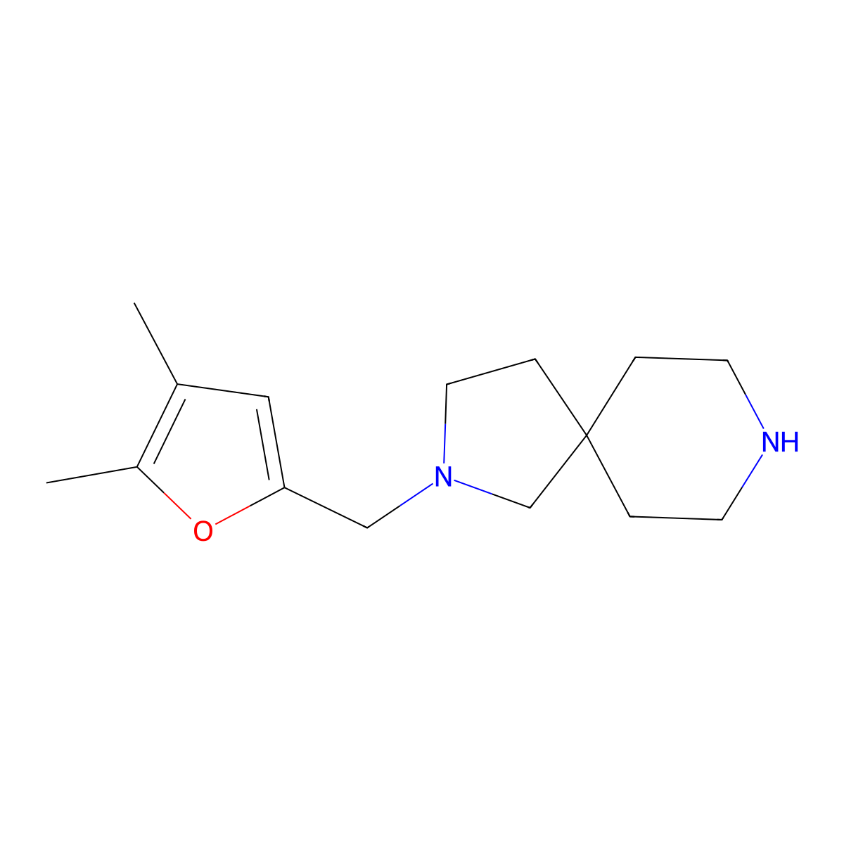 2-((4,5-Dimethylfuran-2-yl)methyl)-2,8-diazaspiro[4.5]decane molecular structure, CAS 1309284-02-3