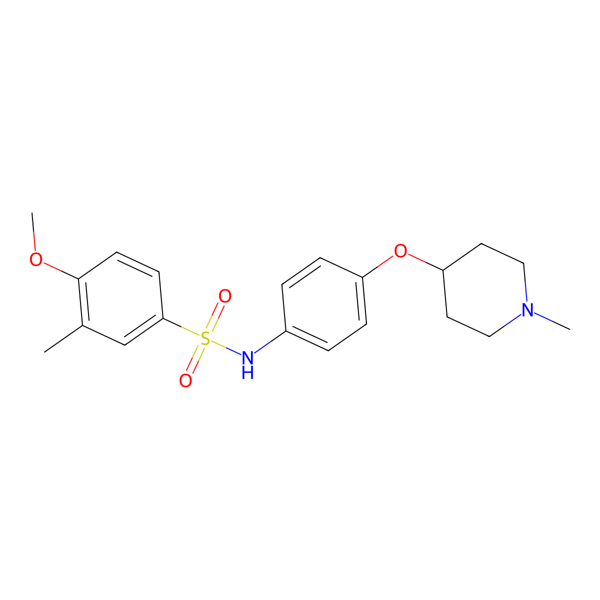 4-methoxy-3-methyl-N-{4-[(1-methylpiperidin-4-yl)oxy]phenyl}benzenesulfonamide molecular structure, CAS 1309285-07-1