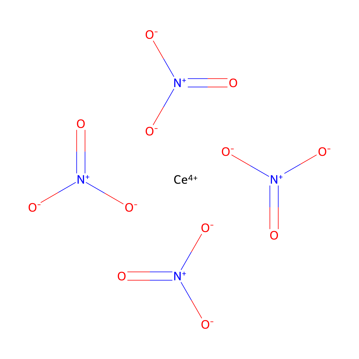 Nitric acid, cerium(4+) salt (4:1) molecular structure, CAS 13093-17-9