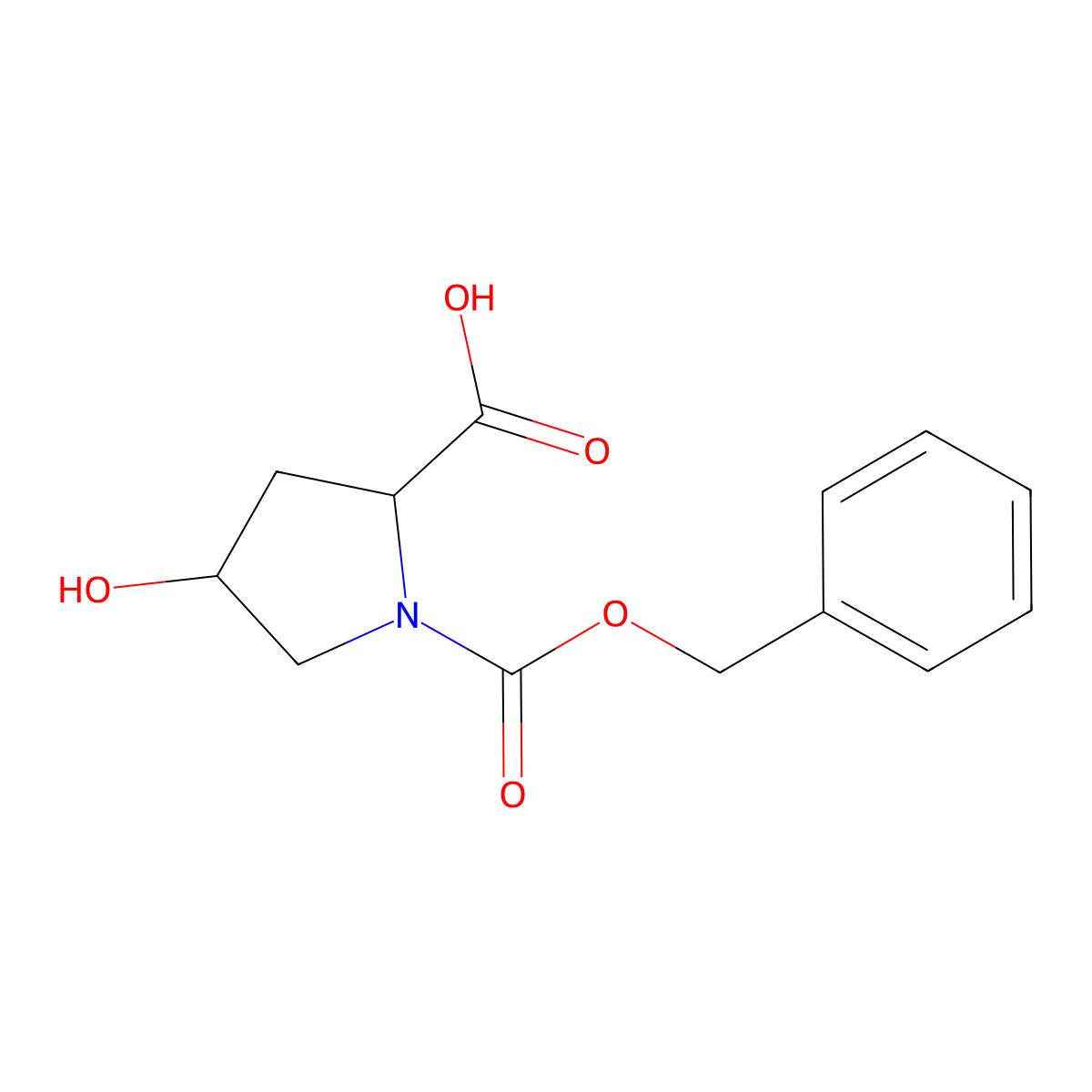 (2R,4R)-1-((benzyloxy)carbonyl)-4-hydroxypyrrolidine-2-carboxylic acid molecular structure, CAS 130930-25-5
