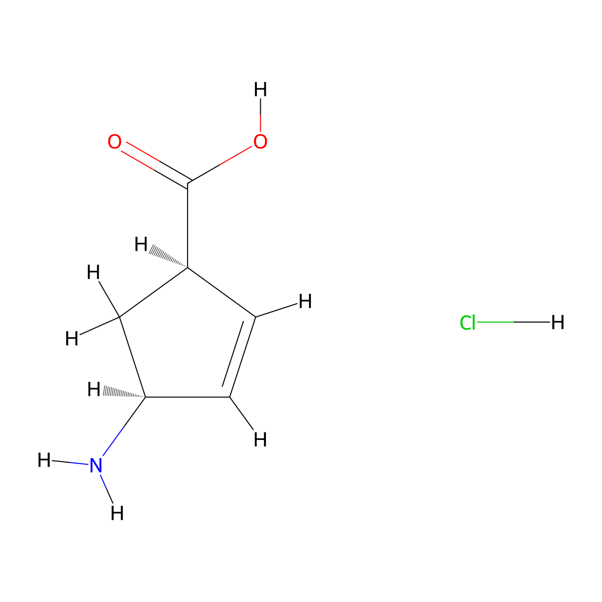 (1R,4S)-4-aminocyclopent-2-ene-1-carboxylic acid hydrochloride molecular structure, CAS 130931-85-0