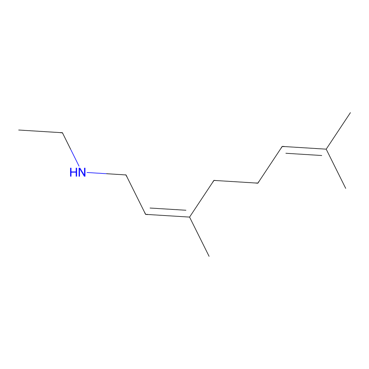 (2E)-N-ethyl-3,7-dimethylocta-2,6-dien-1-amine molecular structure, CAS 1309314-80-4