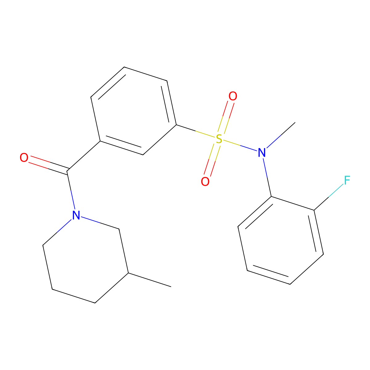 N-(2-fluorophenyl)-N-methyl-3-[(3-methylpiperidin-1-yl)carbonyl]benzenesulfonamide molecular structure, CAS 1309319-32-1