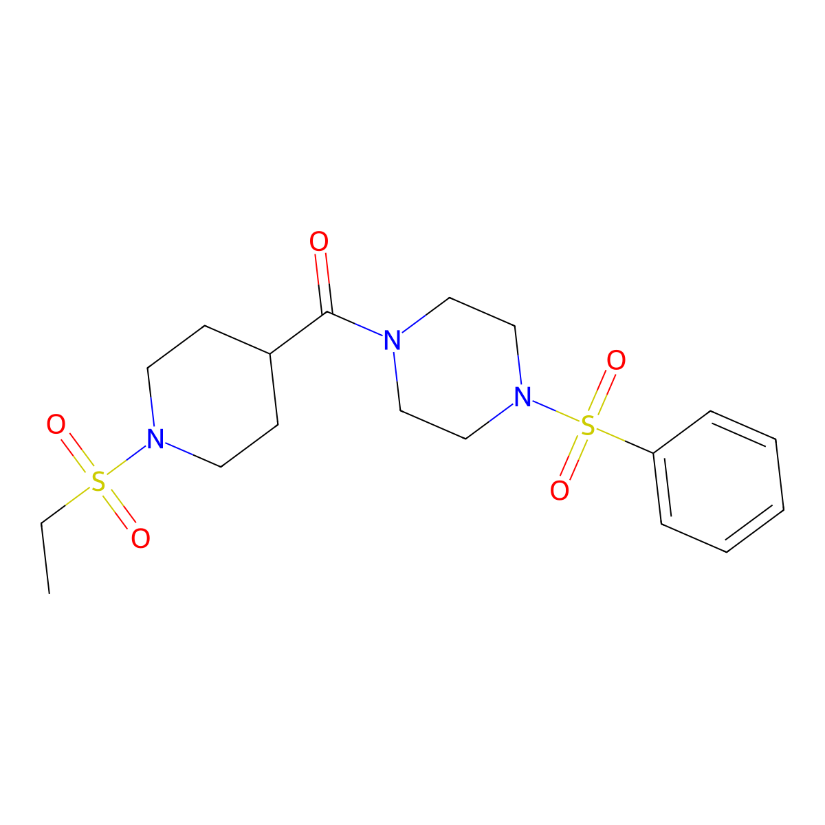 [1-(Ethylsulfonyl)piperidin-4-yl][4-(phenylsulfonyl)piperazin-1-yl]methanone molecular structure, CAS 1309319-53-6