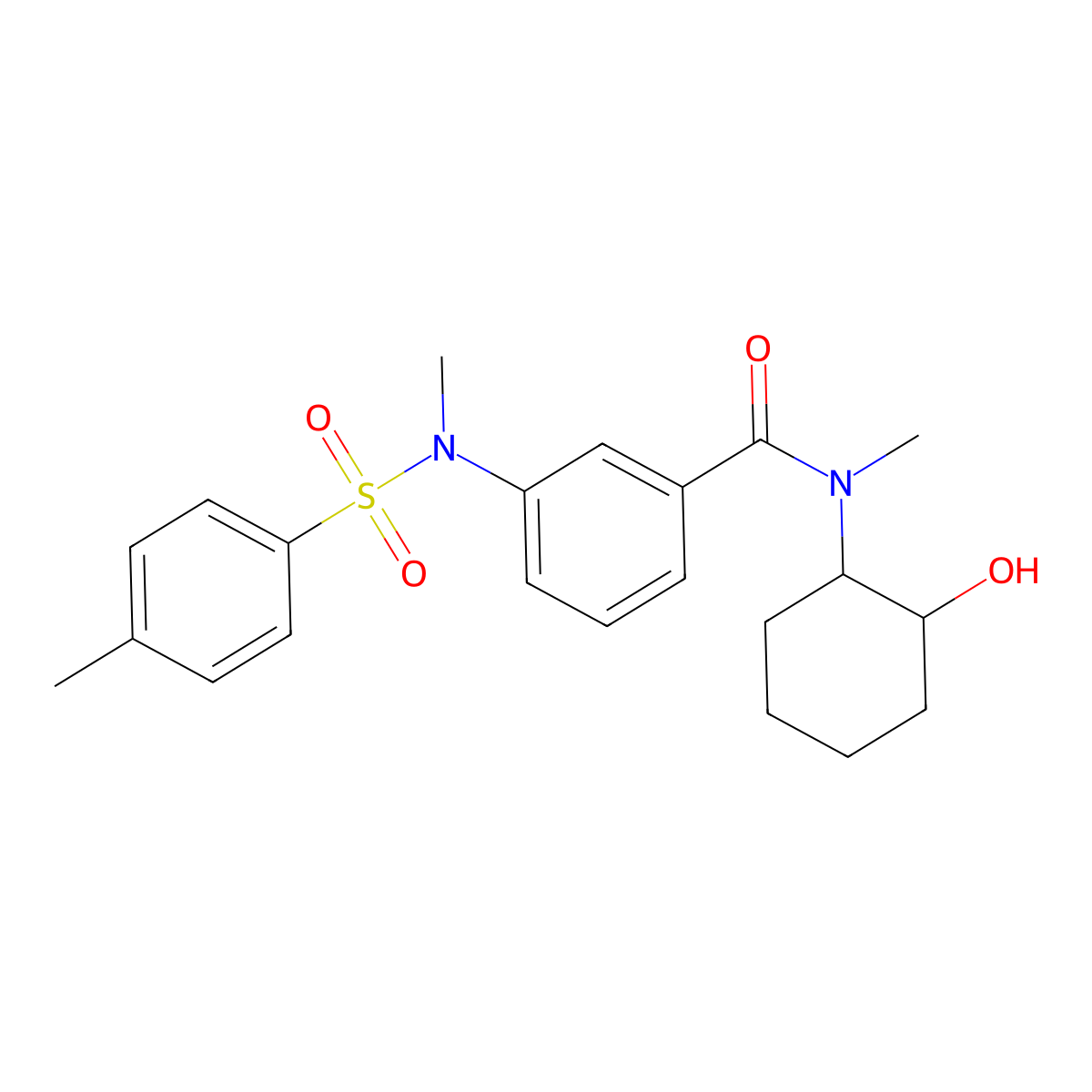 N-(2-hydroxycyclohexyl)-N-methyl-3-{methyl[(4-methylphenyl)sulfonyl]amino}benzamide molecular structure, CAS 1309320-38-4