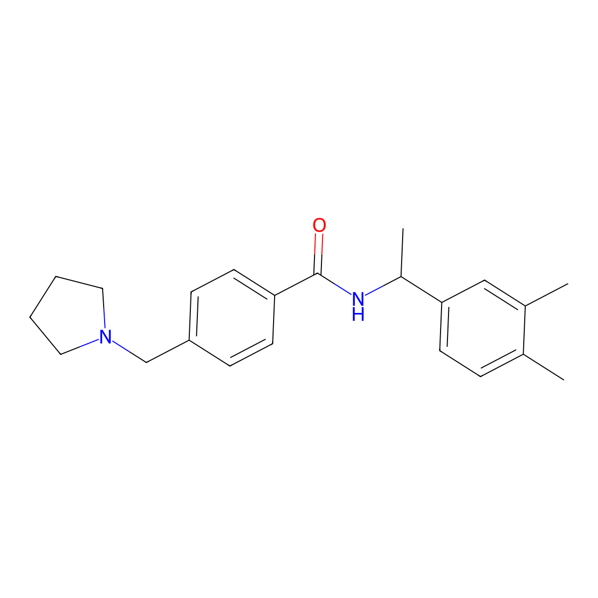 N-[1-(3,4-dimethylphenyl)ethyl]-4-(pyrrolidin-1-ylmethyl)benzamide molecular structure, CAS 1309320-98-6