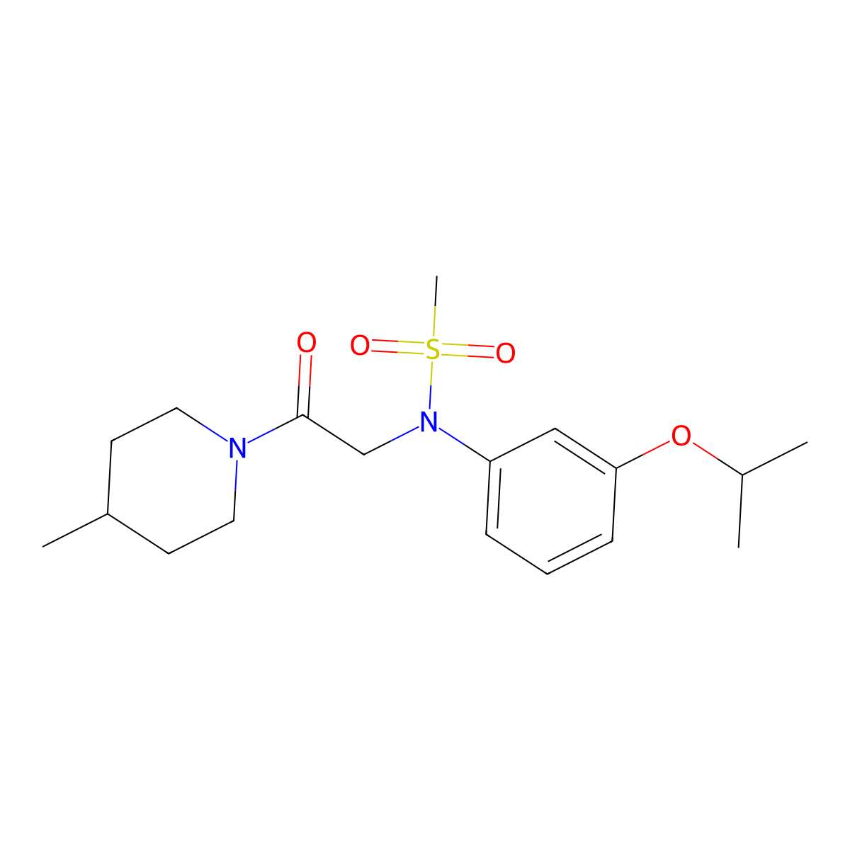 N-[2-(4-methylpiperidin-1-yl)-2-oxoethyl]-N-[3-(propan-2-yloxy)phenyl]methanesulfonamide molecular structure, CAS 1309321-01-4