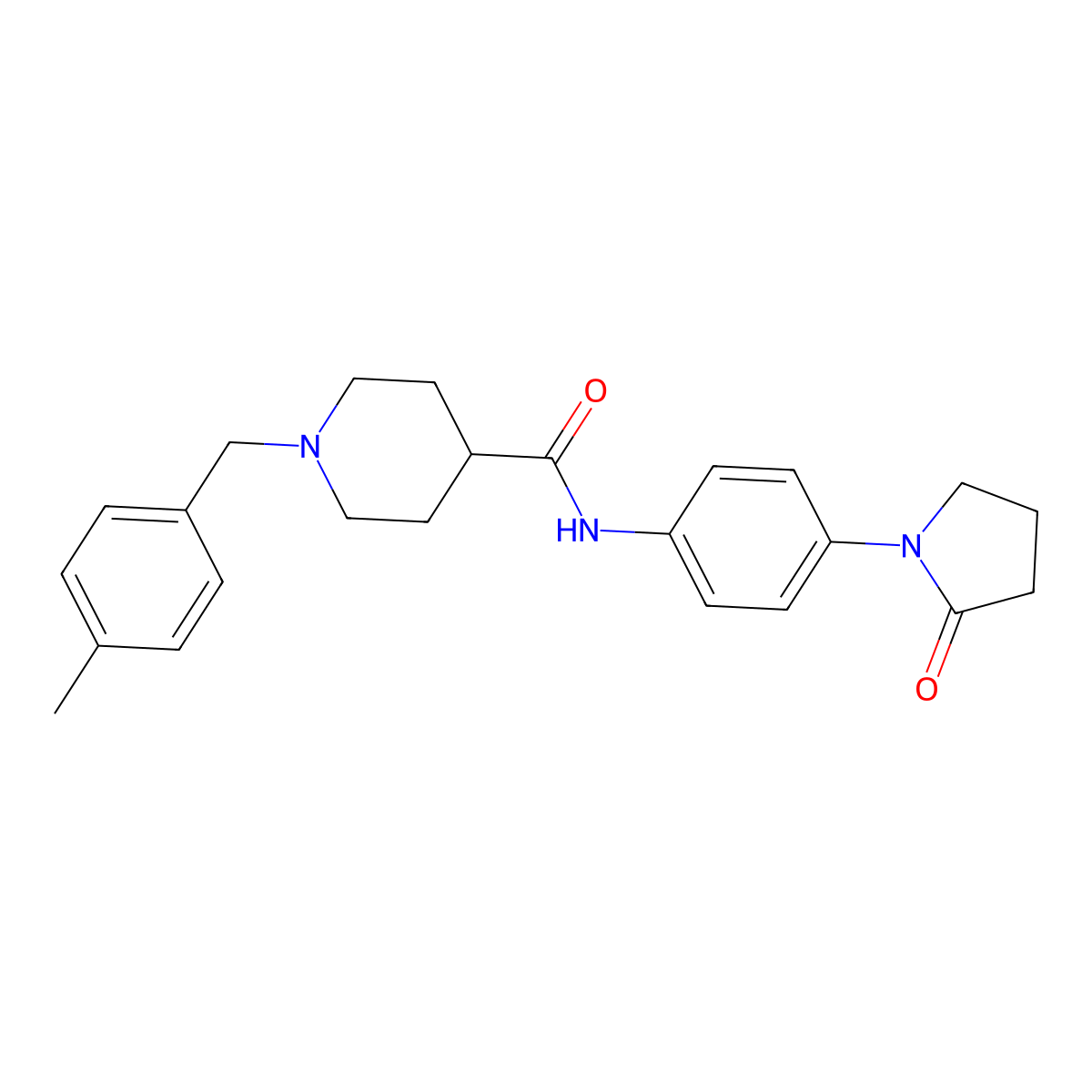 1-(4-methylbenzyl)-N-[4-(2-oxopyrrolidin-1-yl)phenyl]piperidine-4-carboxamide molecular structure, CAS 1309322-07-3
