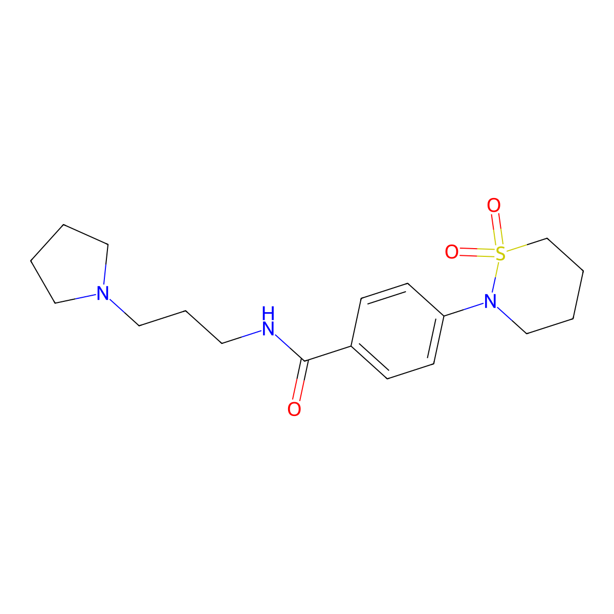 4-(1,1-dioxido-1,2-thiazinan-2-yl)-N-[3-(pyrrolidin-1-yl)propyl]benzamide molecular structure, CAS 1309322-15-3