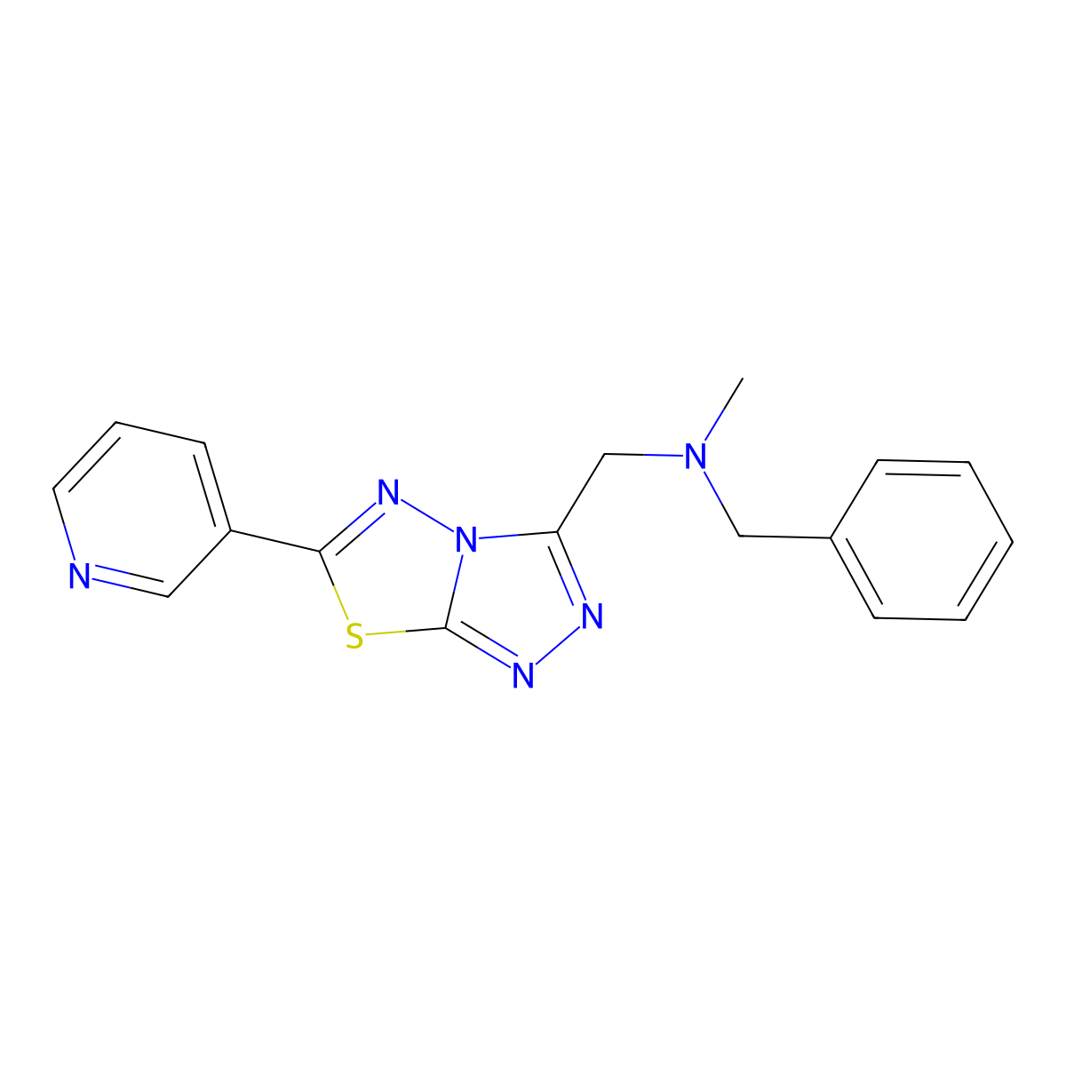 N-methyl-1-phenyl-N-{[6-(pyridin-3-yl)[1,2,4]triazolo[3,4-b][1,3,4]thiadiazol-3-yl]methyl}methanamine molecular structure, CAS 1309322-95-9