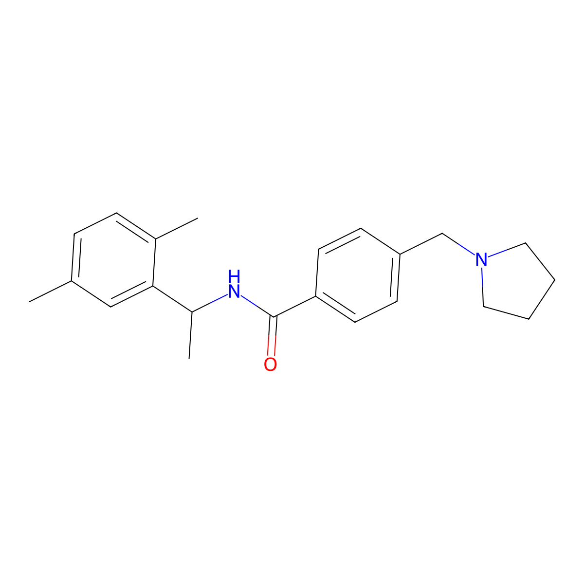 N-[1-(2,5-dimethylphenyl)ethyl]-4-(pyrrolidin-1-ylmethyl)benzamide molecular structure, CAS 1309323-74-7