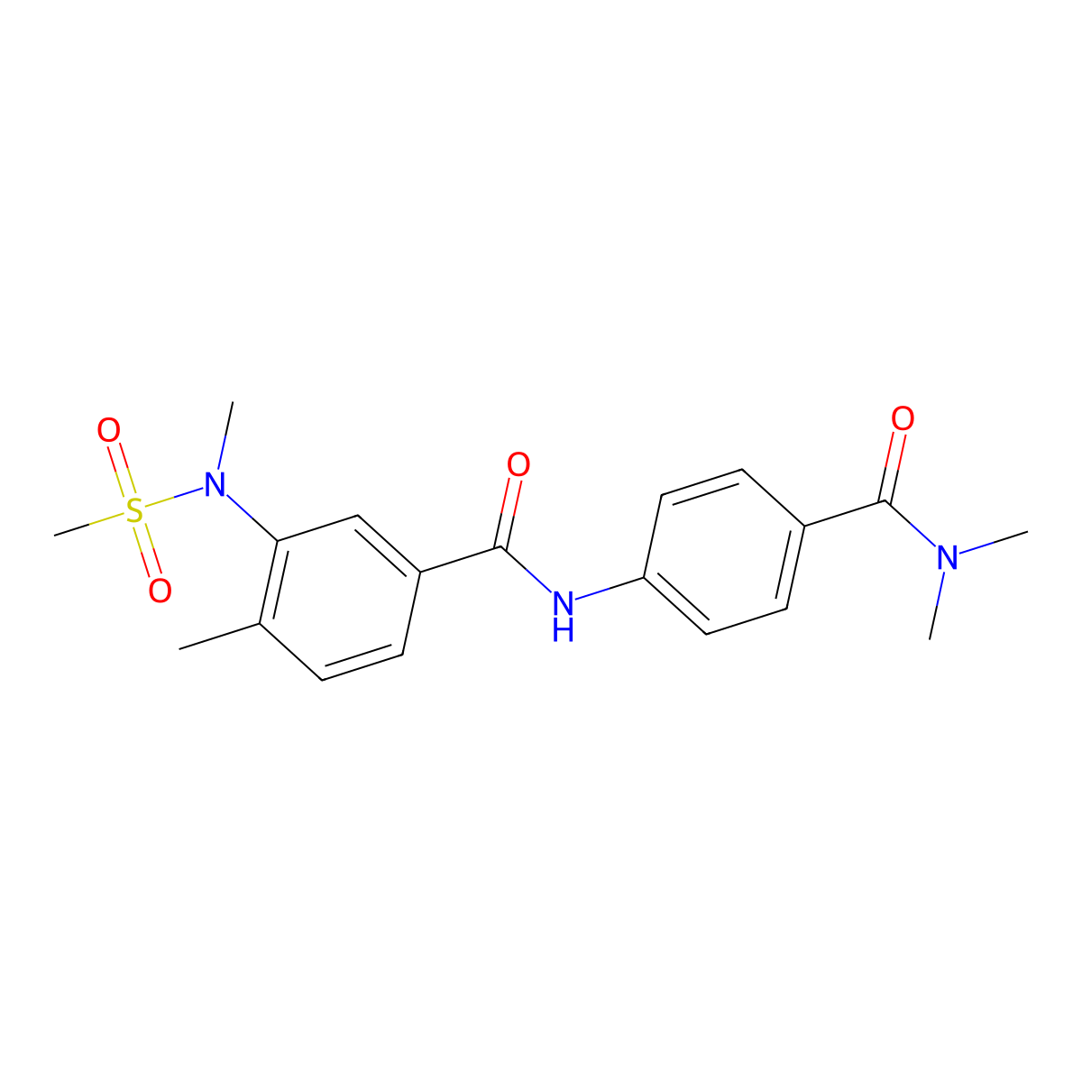 N-[4-(dimethylcarbamoyl)phenyl]-4-methyl-3-[methyl(methylsulfonyl)amino]benzamide molecular structure, CAS 1309324-31-9