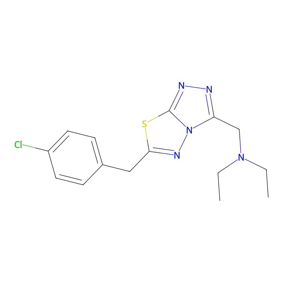 N-{[6-(4-chlorobenzyl)[1,2,4]triazolo[3,4-b][1,3,4]thiadiazol-3-yl]methyl}-N-ethylethanamine molecular structure, CAS 1309324-68-2
