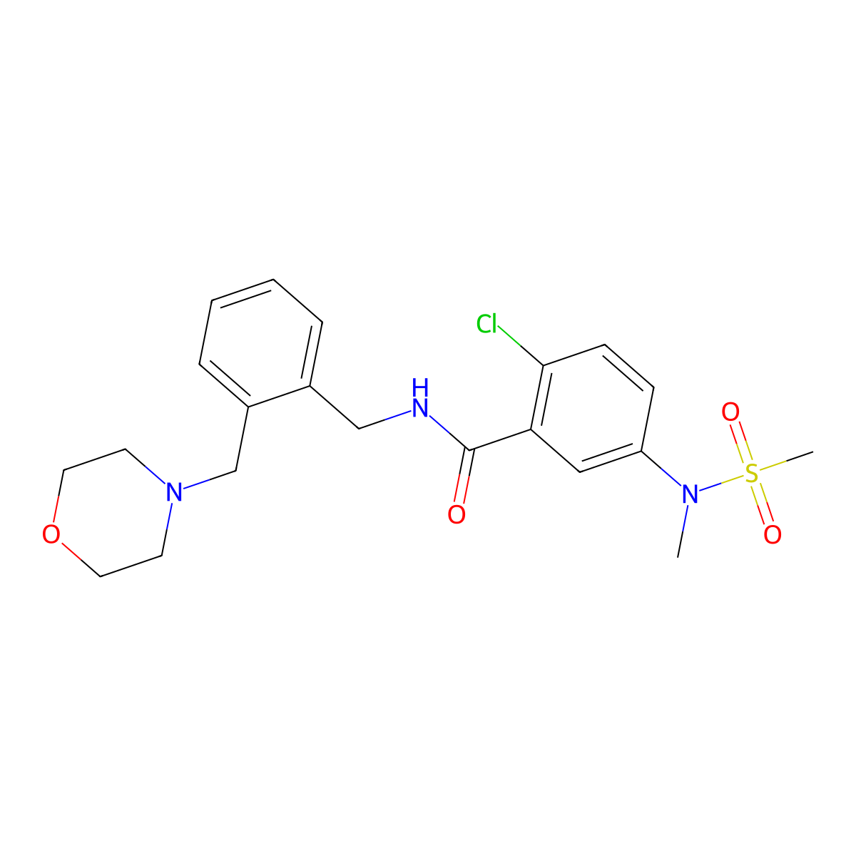 2-chloro-5-[methyl(methylsulfonyl)amino]-N-[2-(morpholin-4-ylmethyl)benzyl]benzamide molecular structure, CAS 1309325-28-7