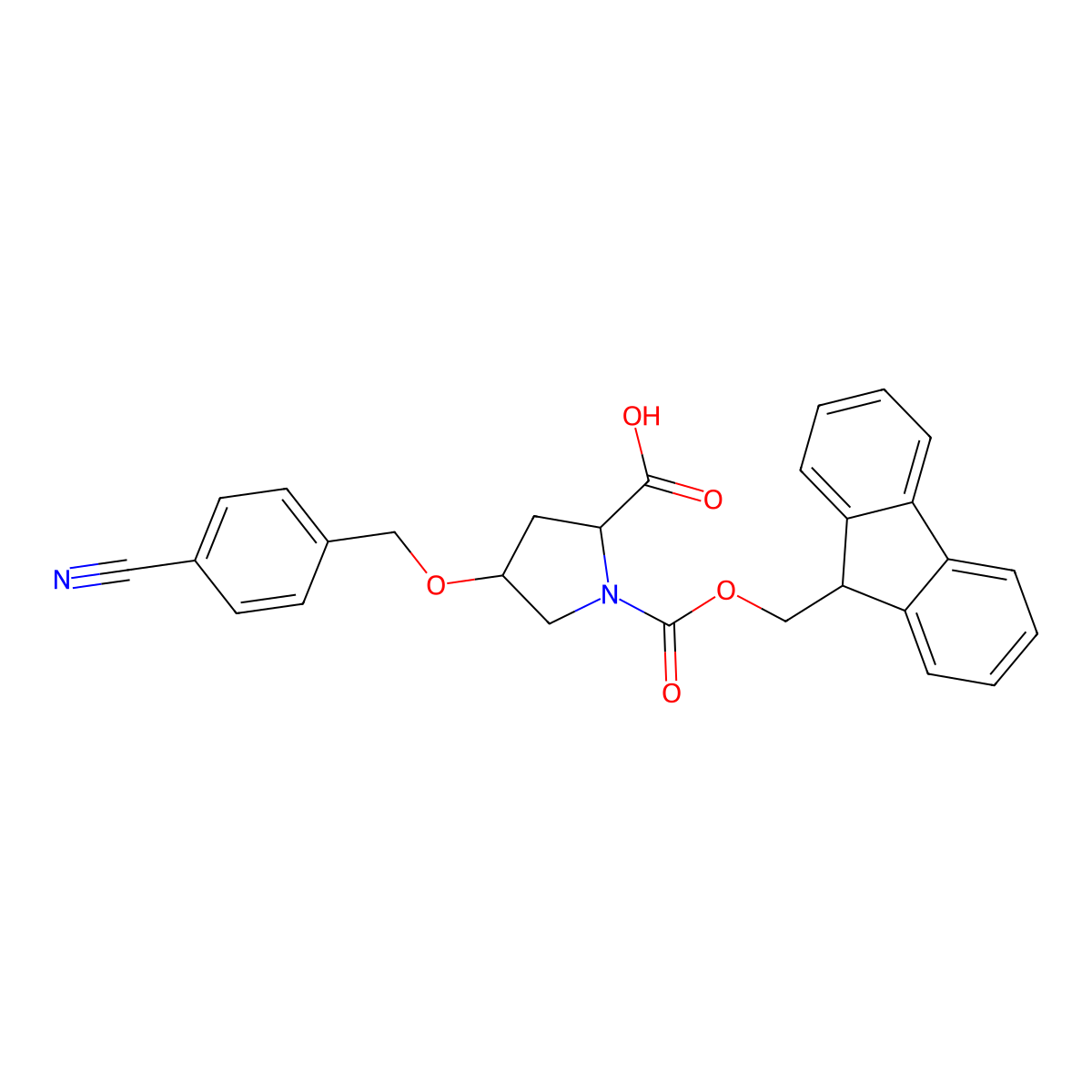 (4R)-1-Fmoc-4-(4-cyanobenzyloxy)-L-proline molecular structure, CAS 1309352-39-3