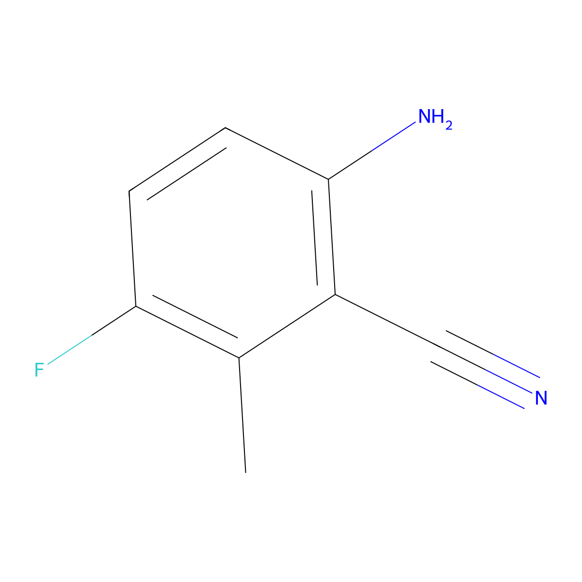 6-Amino-3-fluoro-2-methylbenzonitrile molecular structure, CAS 1309377-56-7