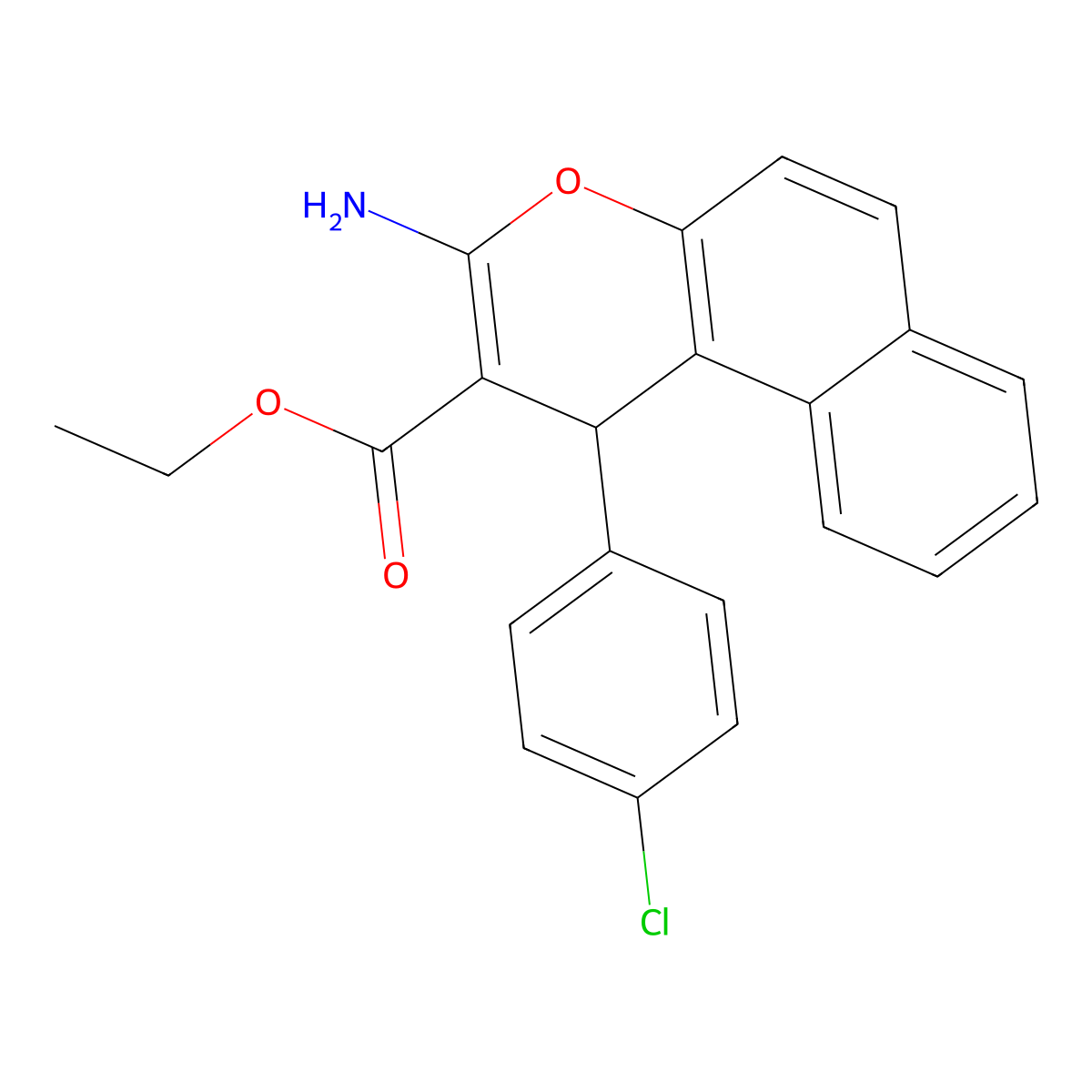 ethyl 3-amino-1-(4-chlorophenyl)-1H-benzo[f]chromene-2-carboxylate molecular structure, CAS 130944-14-8