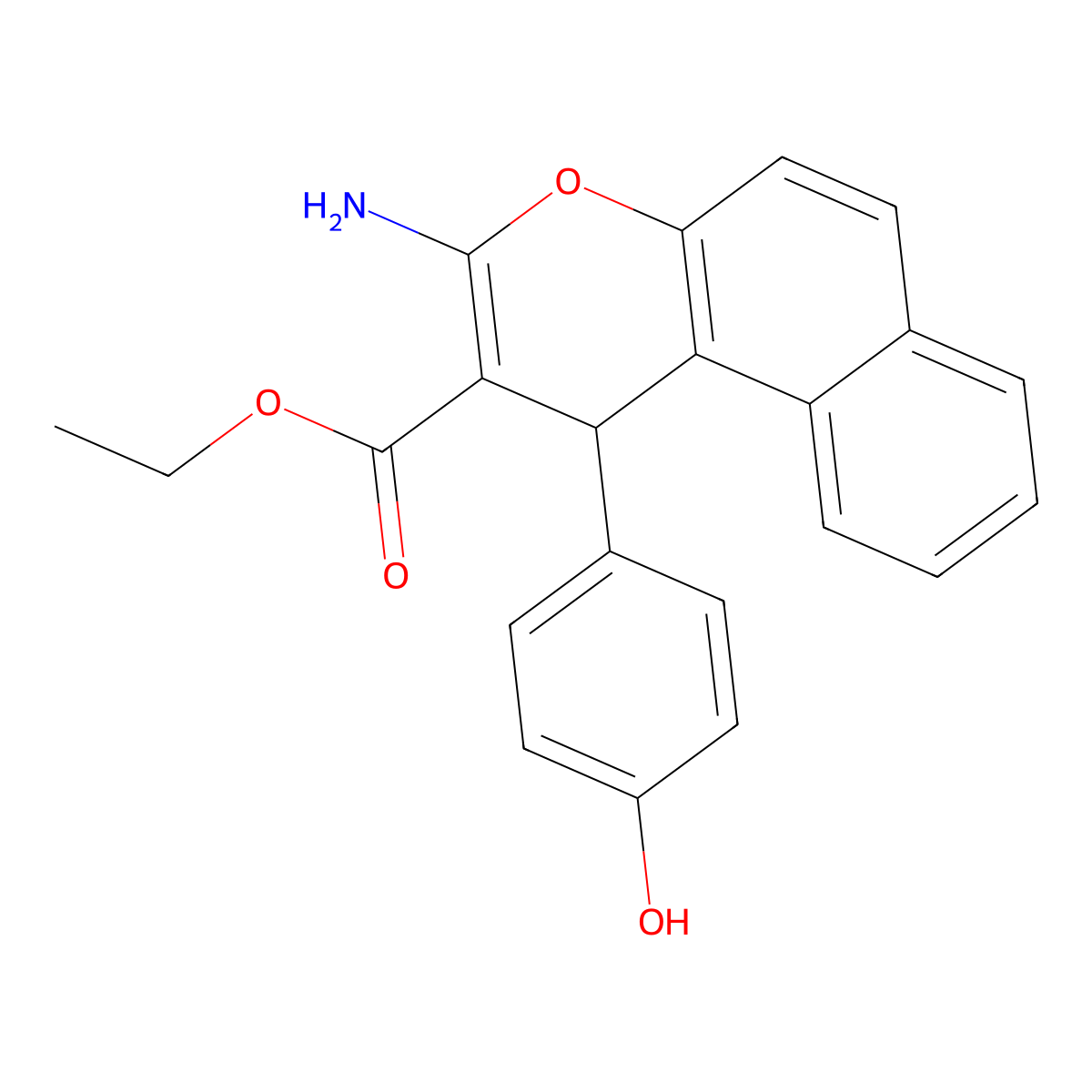 ethyl 3-amino-1-(4-hydroxyphenyl)-1H-benzo[f]chromene-2-carboxylate molecular structure, CAS 130944-15-9