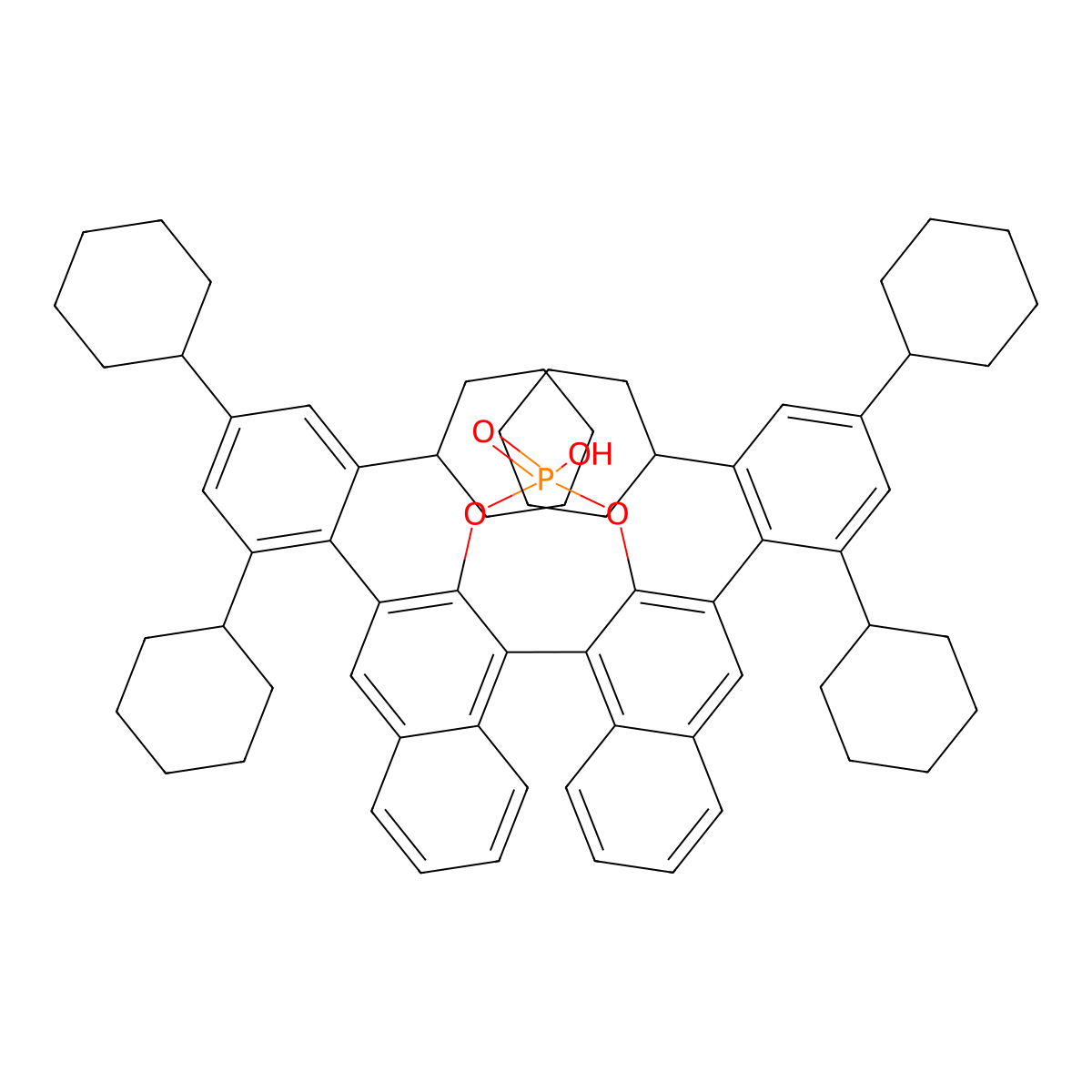 (S)-4-Hydroxy-2,6-bis(2,4,6-tricyclohexylphenyl)dinaphtho[2,1-d:1',2'-f][1,3,2]dioxaphosphepine 4-oxide molecular structure, CAS 1309446-14-7
