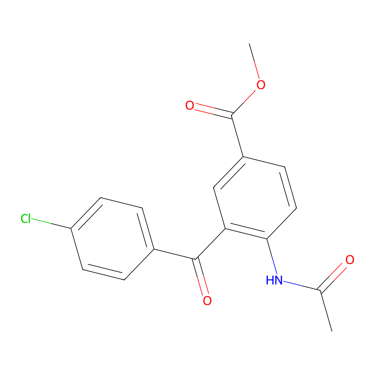 Methyl 4-acetamido-3-(4-chlorobenzoyl)benzoate molecular structure, CAS 1309448-74-5