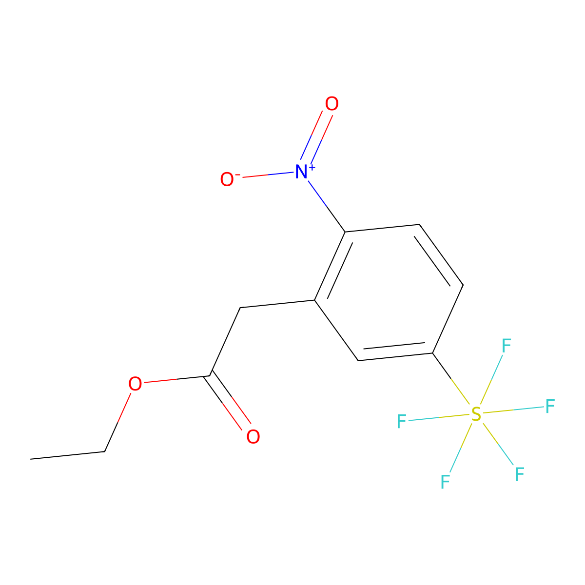 Ethyl (2-nitro-5-(pentafluorosulfanyl)phenyl) acetate molecular structure, CAS 1309569-23-0
