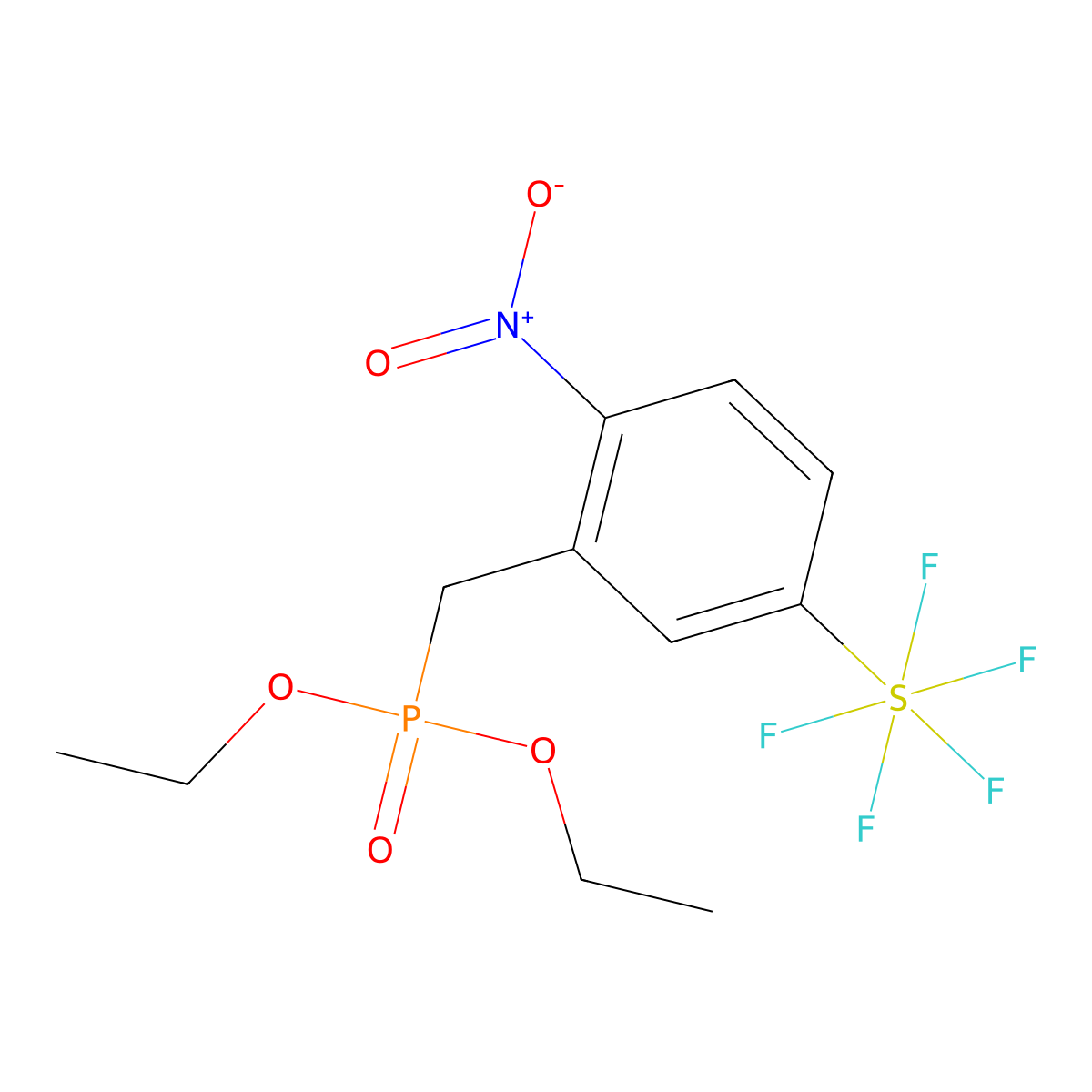Diethyl (2-nitro-5-(pentafluorosulfanyl)benzyl phosphonate molecular structure, CAS 1309569-28-5