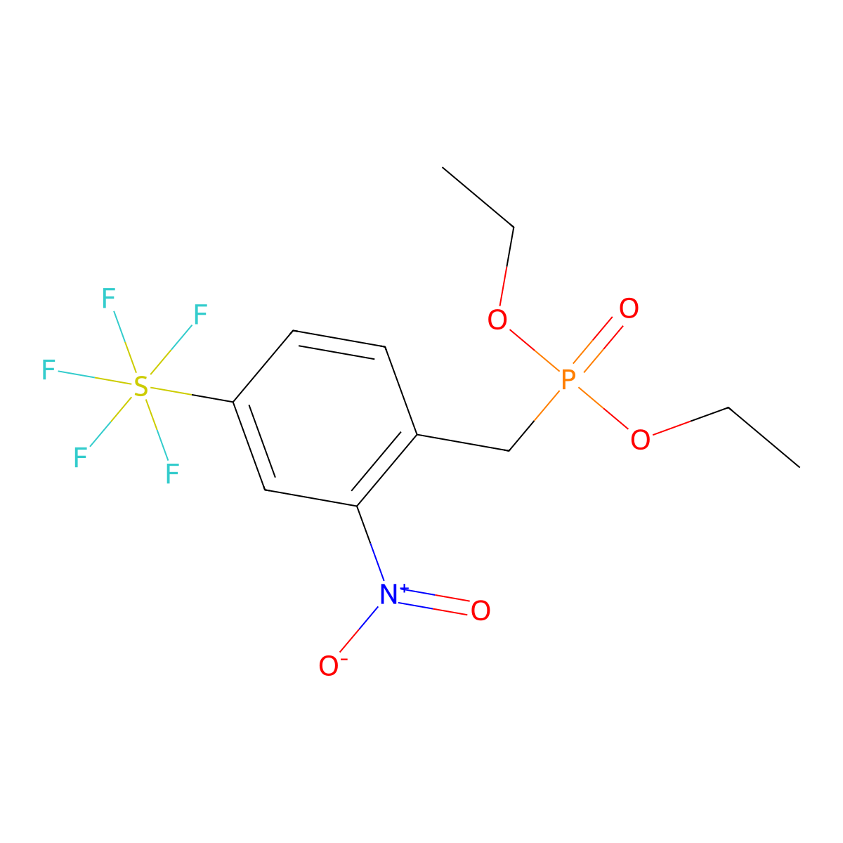 Diethyl (2-nitro-4-(pentafluorosulfanyl)benzyl phosphonate molecular structure, CAS 1309569-37-6