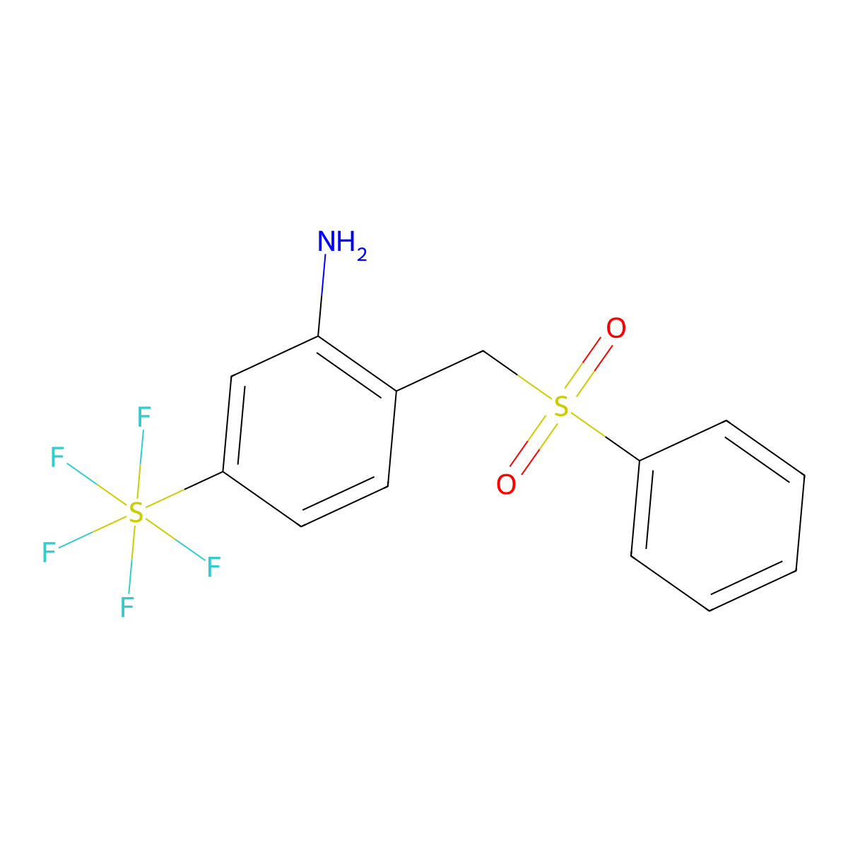 2-Benzesulfonylmethyl-5-(pentafluorosulfanyl)aniline molecular structure, CAS 1309569-49-0