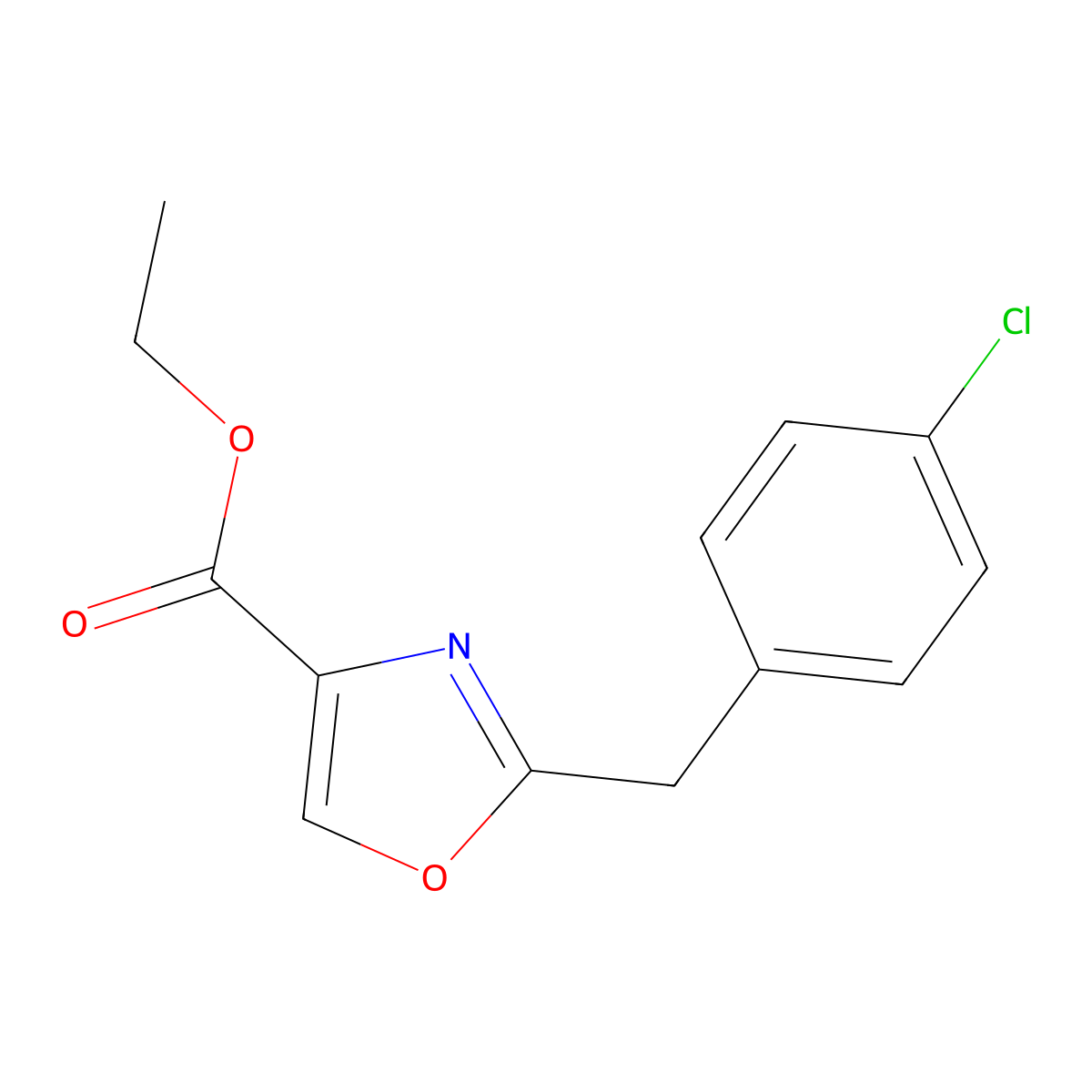 Ethyl 2-(4-chlorobenzyl)oxazole-4-carboxylate molecular structure, CAS 1309576-06-4