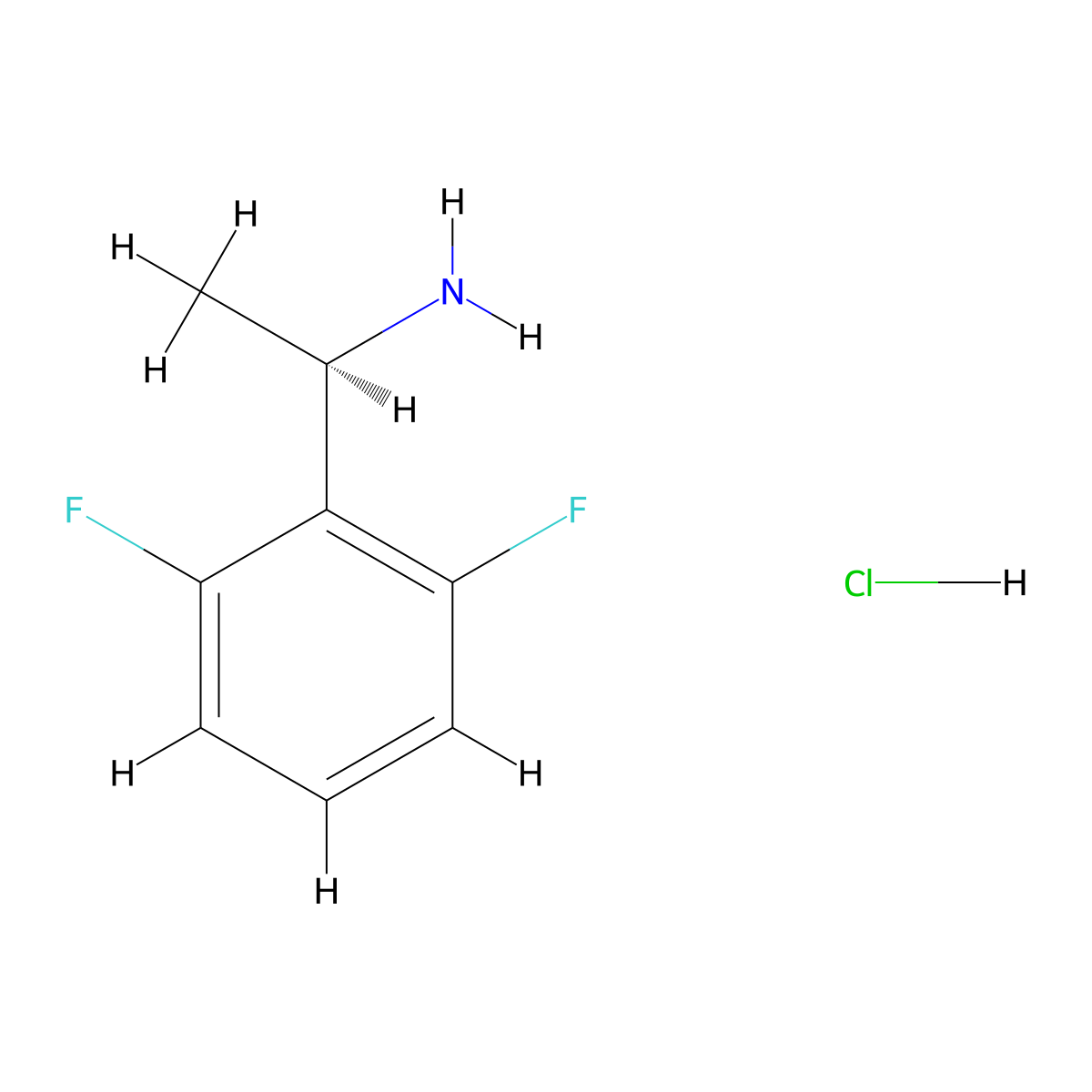 (r)-1-(2,6-Difluorophenyl)ethanamine hydrochloride molecular structure, CAS 1309598-72-8