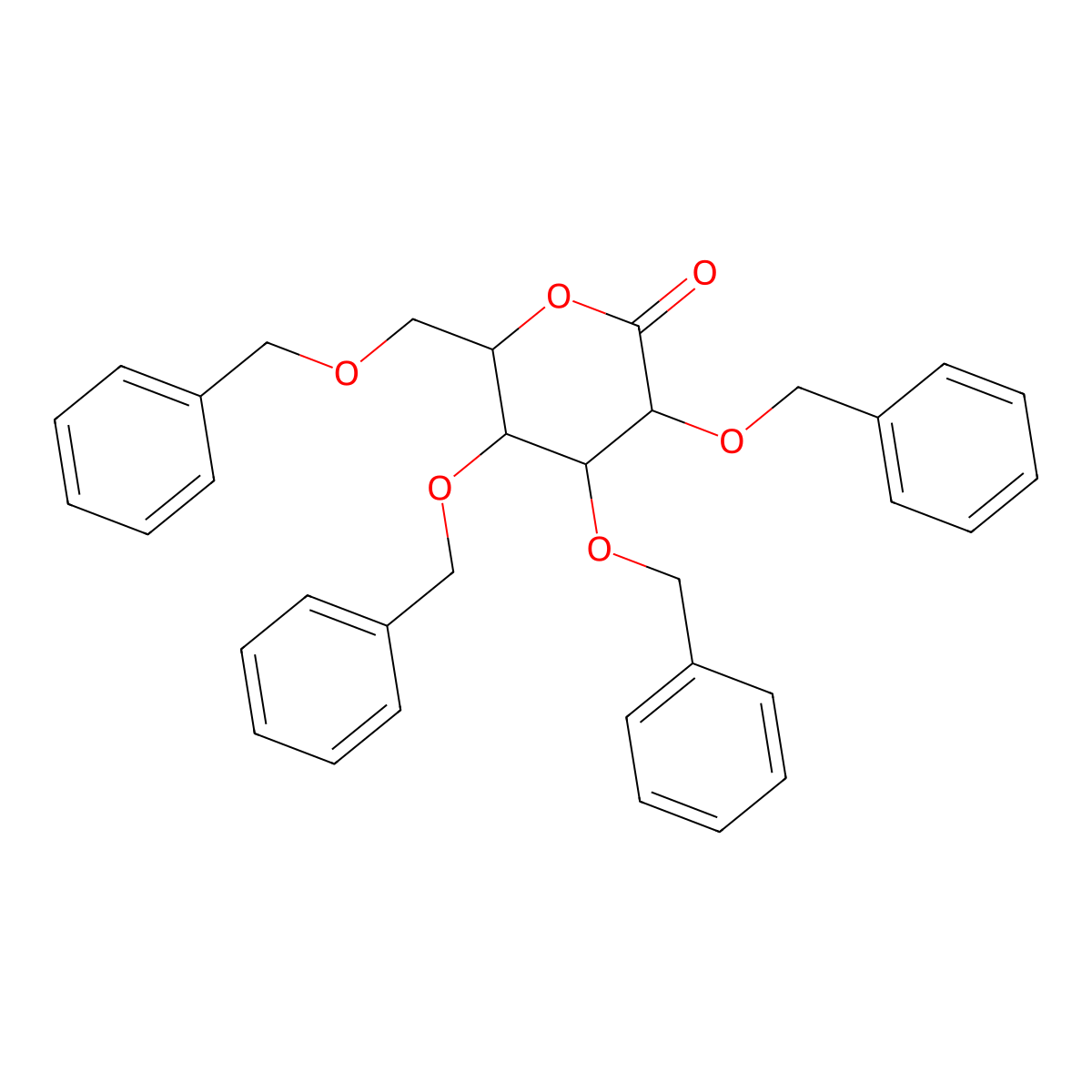 (3R,4S,5R,6R)-3,4,5-Tris(benzyloxy)-6-((benzyloxy)methyl)oxan-2-one molecular structure, CAS 13096-62-3