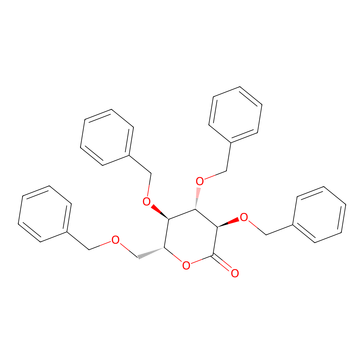 (3R,4S,5R,6R)-3,4,5-Tris(benzyloxy)-6-((benzyloxy)methyl)oxan-2-one molecular structure, CAS 13096-62-3