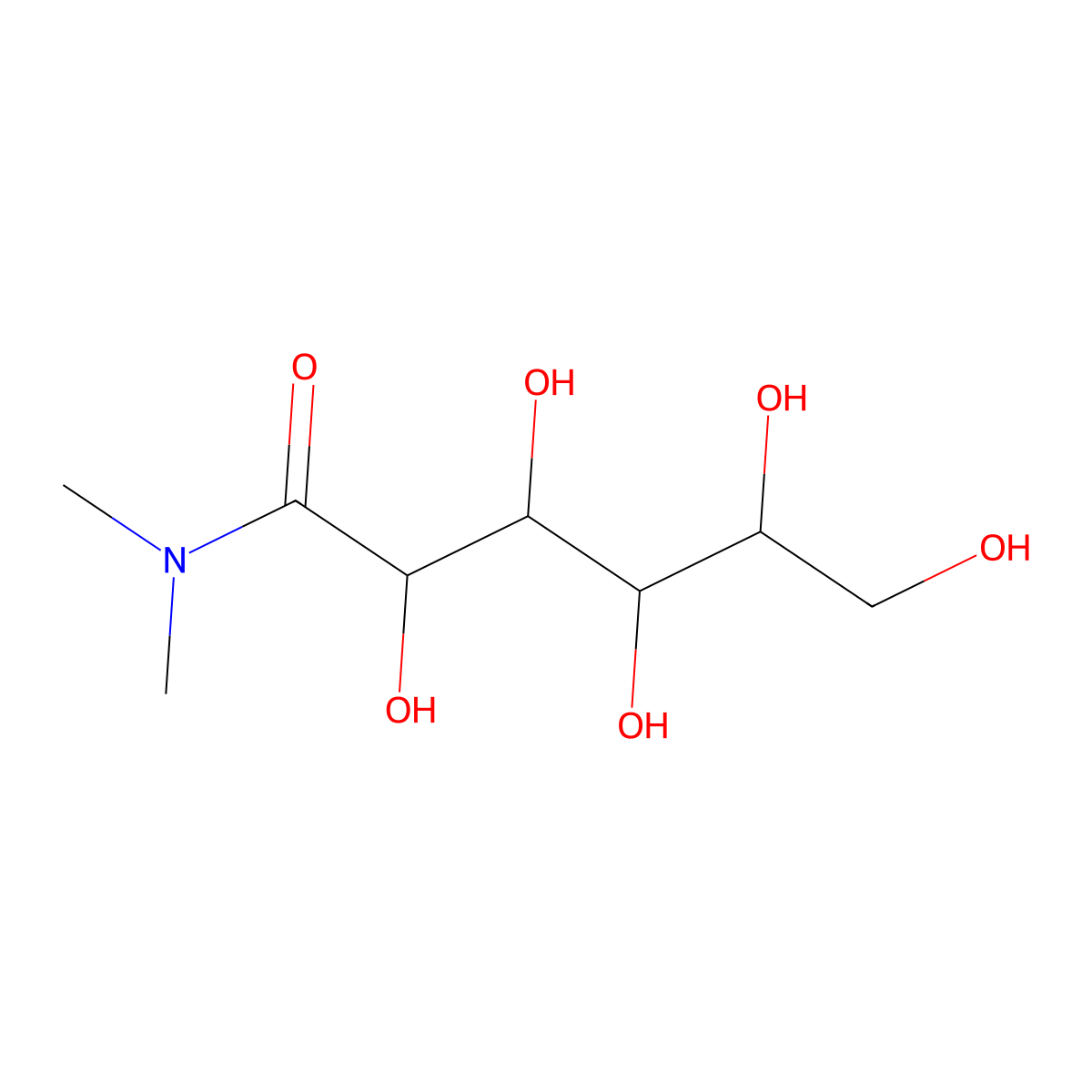 N,N-dimethyl-D-gluconamide molecular structure, CAS 13096-65-6