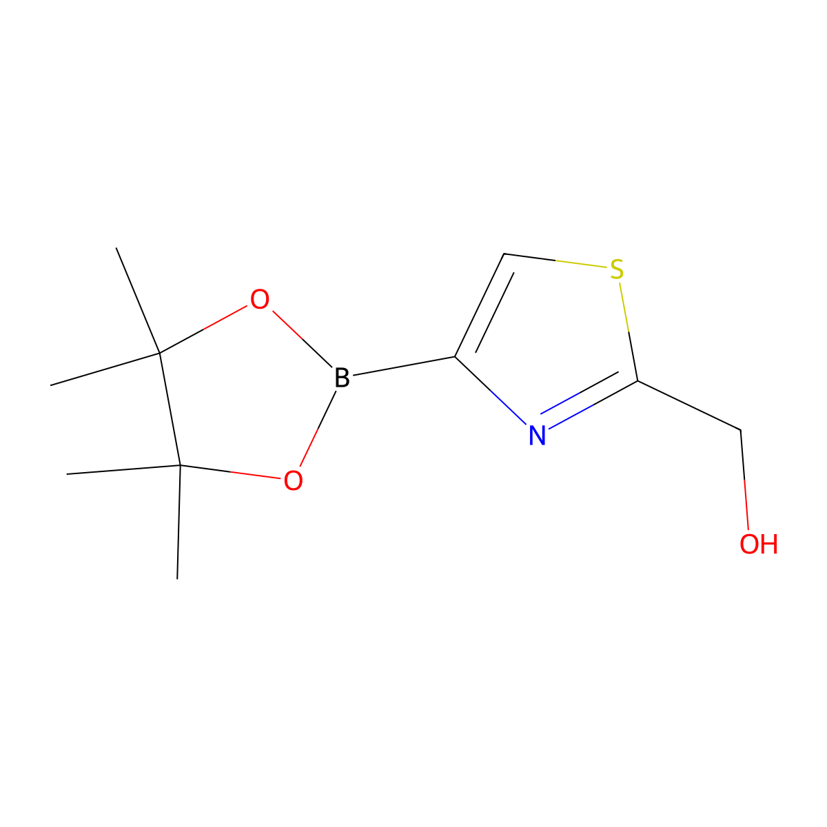 (4-(4,4,5,5-Tetramethyl-1,3,2-dioxaborolan-2-yl)thiazol-2-yl)methanol molecular structure, CAS 1309601-86-2