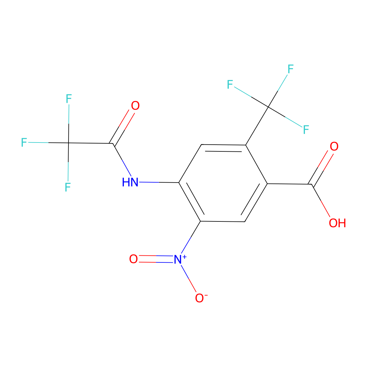 5-Nitro-4-(2,2,2-trifluoroacetamido)-2-(trifluoromethyl)benzoic acid molecular structure, CAS 1309602-22-9