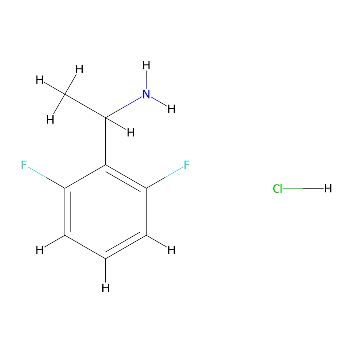 1-(2,6-Difluorophenyl)ethan-1-amine hydrochloride molecular structure, CAS 1309602-31-0
