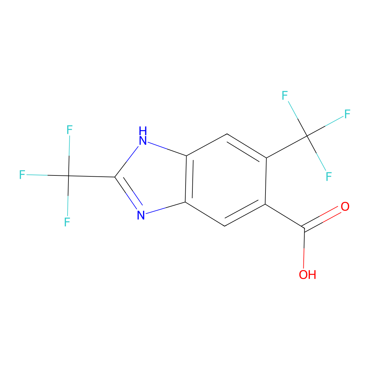 2,5-Bis(trifluoromethyl)-1H-benzimidazolyl-6-carboxylic acid molecular structure, CAS 1309602-77-4