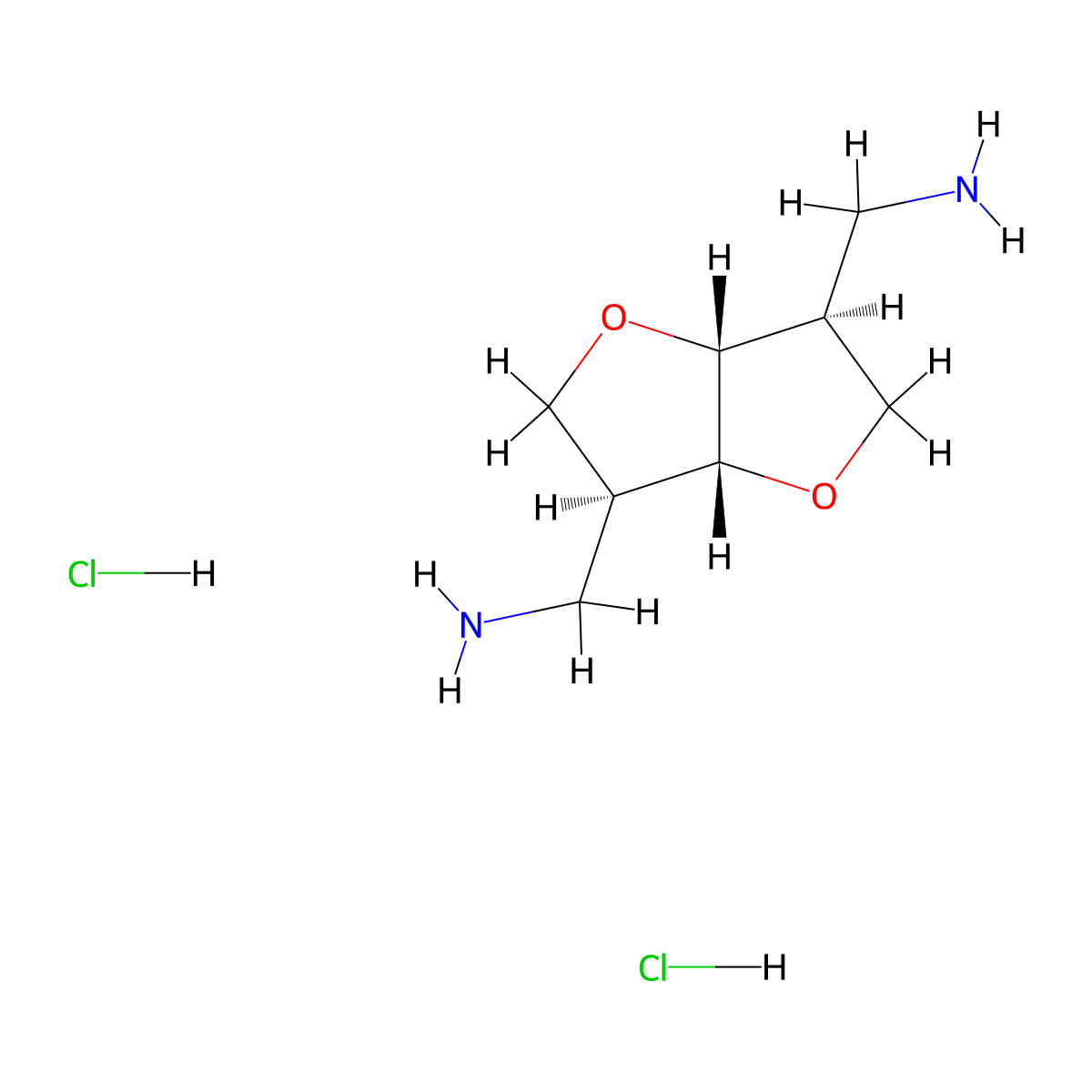 1-[(3S,3aR,6S,6aR)-6-(aminomethyl)-hexahydrofuro[3,2-b]furan-3-yl]methanamine dihydrochloride molecular structure, CAS 1309611-90-2