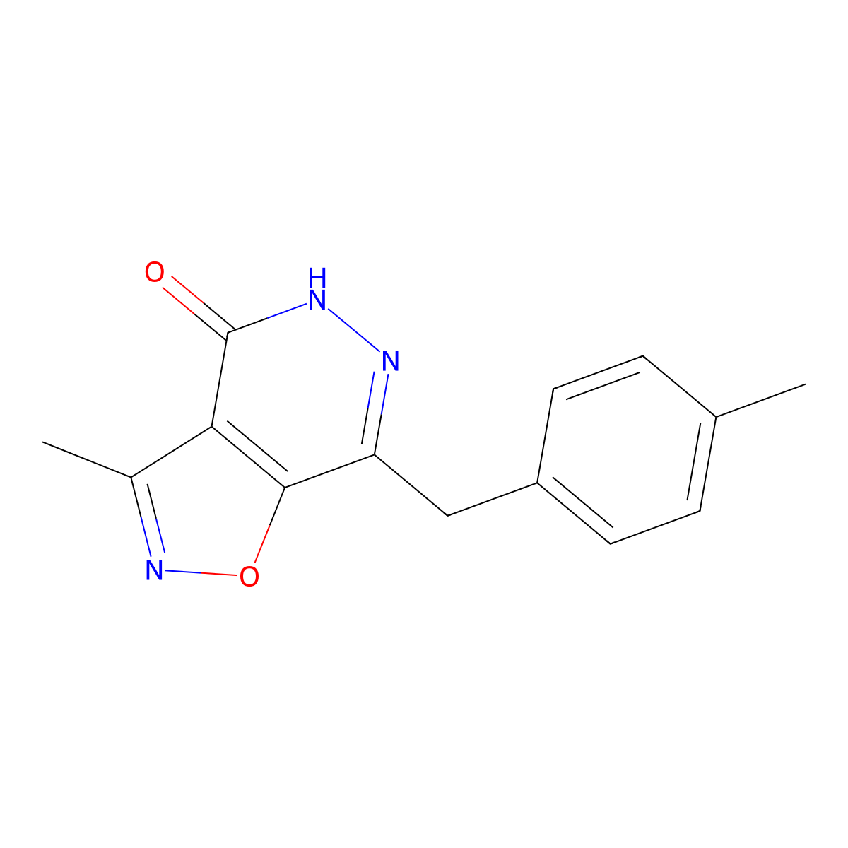 3-Methyl-7-(4-methylbenzyl)isoxazolo[4,5-d]pyridazin-4(5H)-one molecular structure, CAS 1309666-16-7