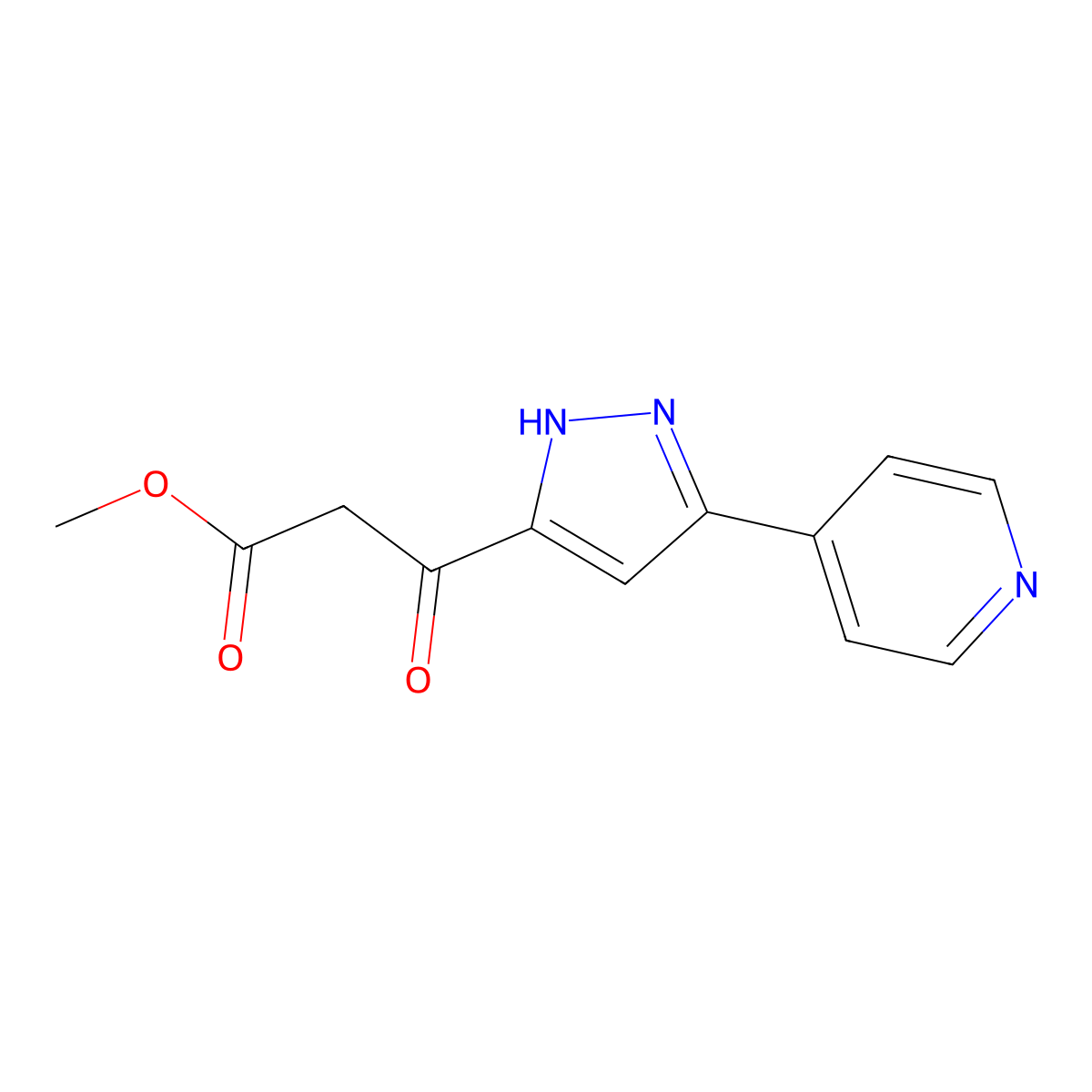 3-Oxo-3-(5-pyridin-4-yl-1H-pyrazol-3-yl)-propionic acid methyl ester molecular structure, CAS 1309672-63-6