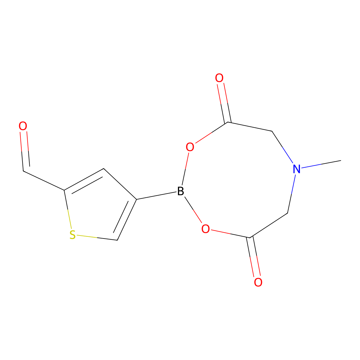 4-(6-Methyl-4,8-dioxo-1,3,6,2-dioxazaborocan-2-yl)thiophene-2-carbaldehyde molecular structure, CAS 1309676-48-9