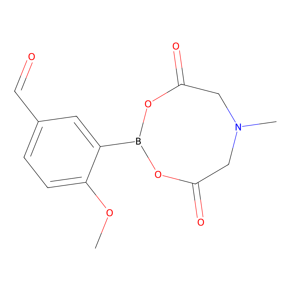 4-Methoxy-3-(6-methyl-4,8-dioxo-1,3,6,2-dioxazaborocan-2-yl)benzaldehyde molecular structure, CAS 1309676-56-9