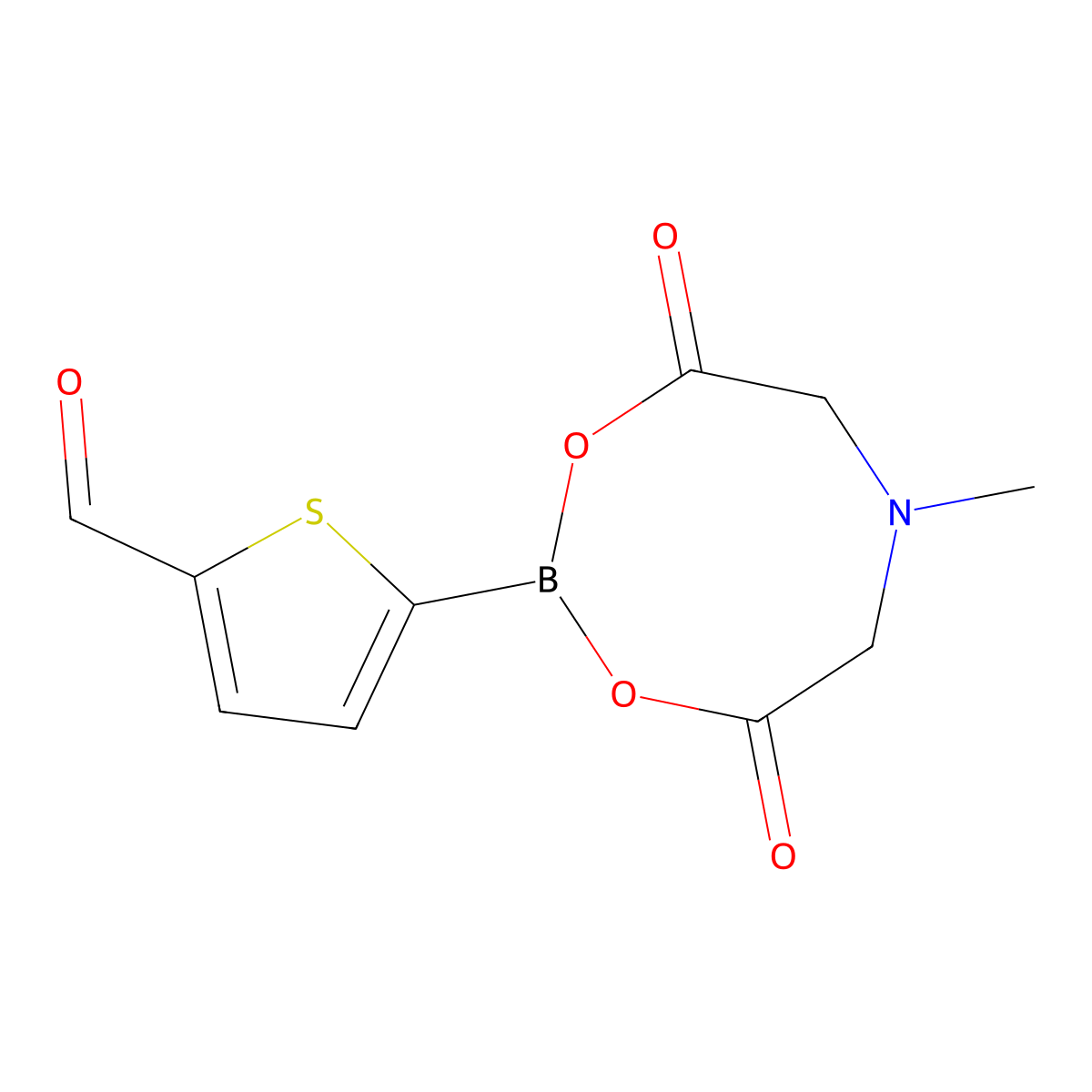 5-(6-Methyl-4,8-dioxo-1,3,6,2-dioxazaborocan-2-yl)thiophene-2-carbaldehyde molecular structure, CAS 1309677-06-2