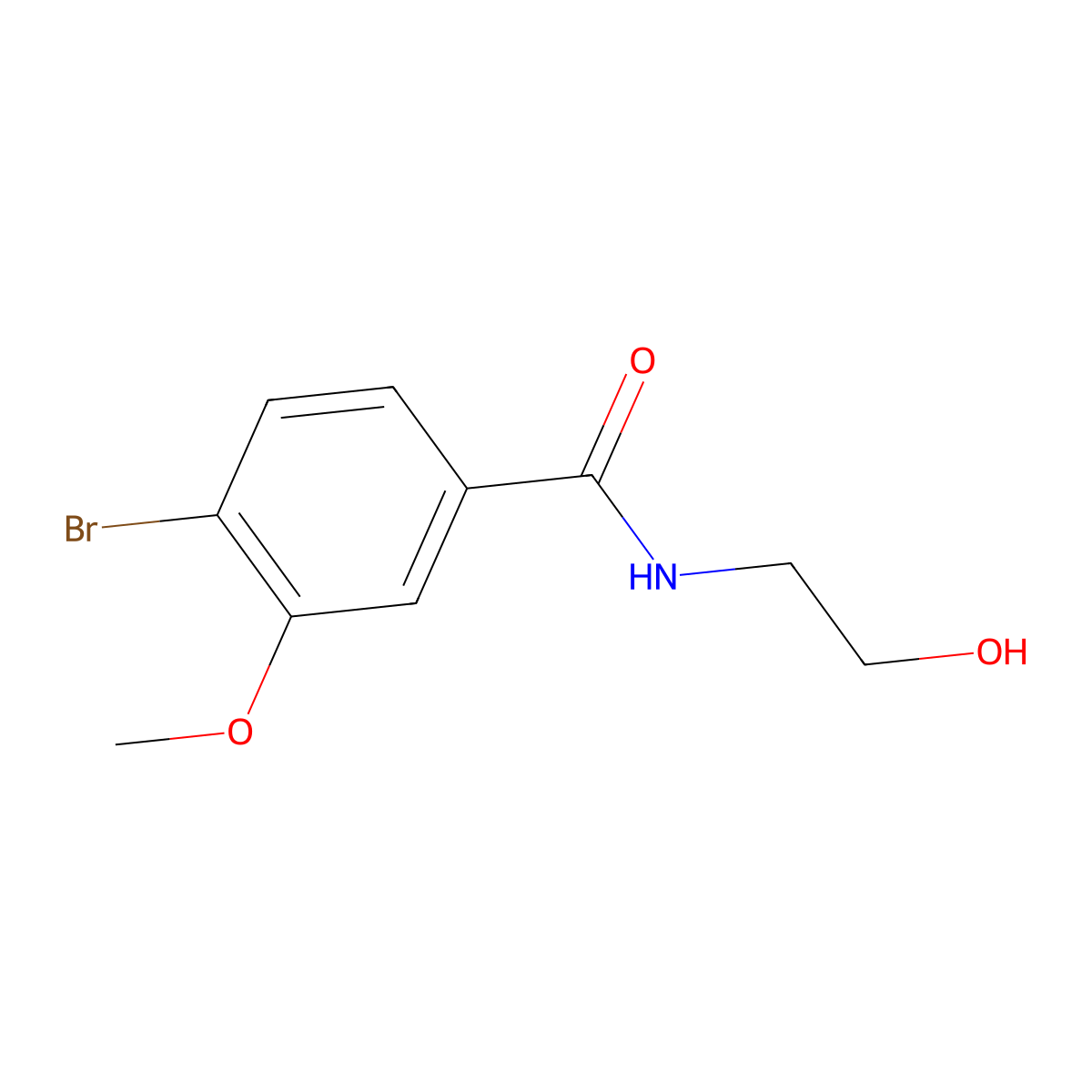 4-bromo-N-(2-hydroxyethyl)-3-methoxybenzamide molecular structure, CAS 1309682-36-7