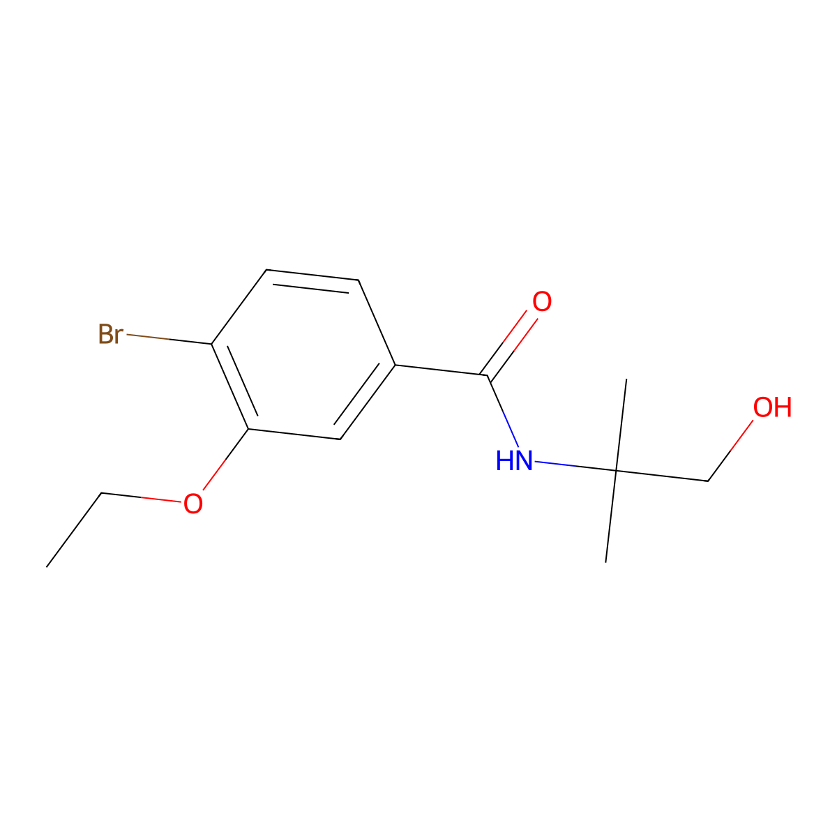 4-bromo-3-ethoxy-N-(1-hydroxy-2-methylpropan-2-yl)benzamide molecular structure, CAS 1309682-49-2