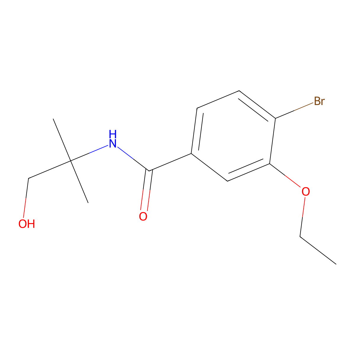4-bromo-3-ethoxy-N-(1-hydroxy-2-methylpropan-2-yl)benzamide molecular structure, CAS 1309682-49-2