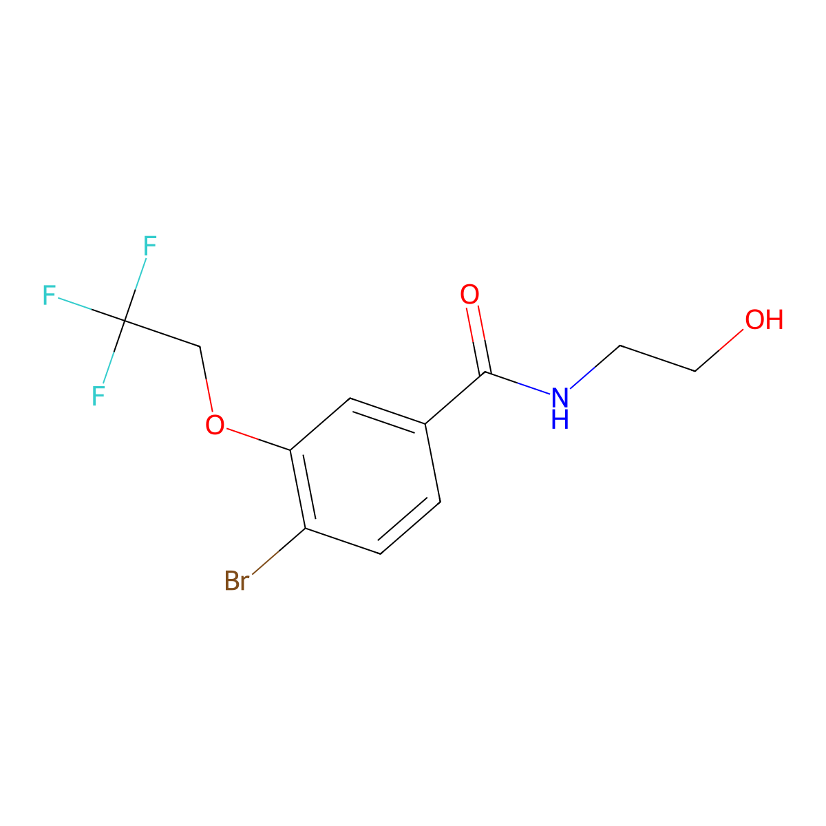 4-bromo-N-(2-hydroxyethyl)-3-(2,2,2-trifluoroethoxy)benzamide molecular structure, CAS 1309682-55-0