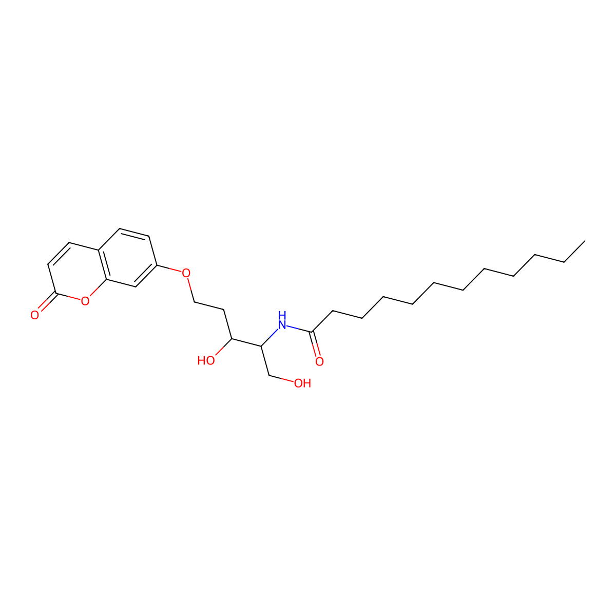 N-((2S,3R)-1,3-dihydroxy-5-((2-oxo-2H-chromen-7-yl)oxy)pentan-2-yl)dodecanamide molecular structure, CAS 1309763-43-6