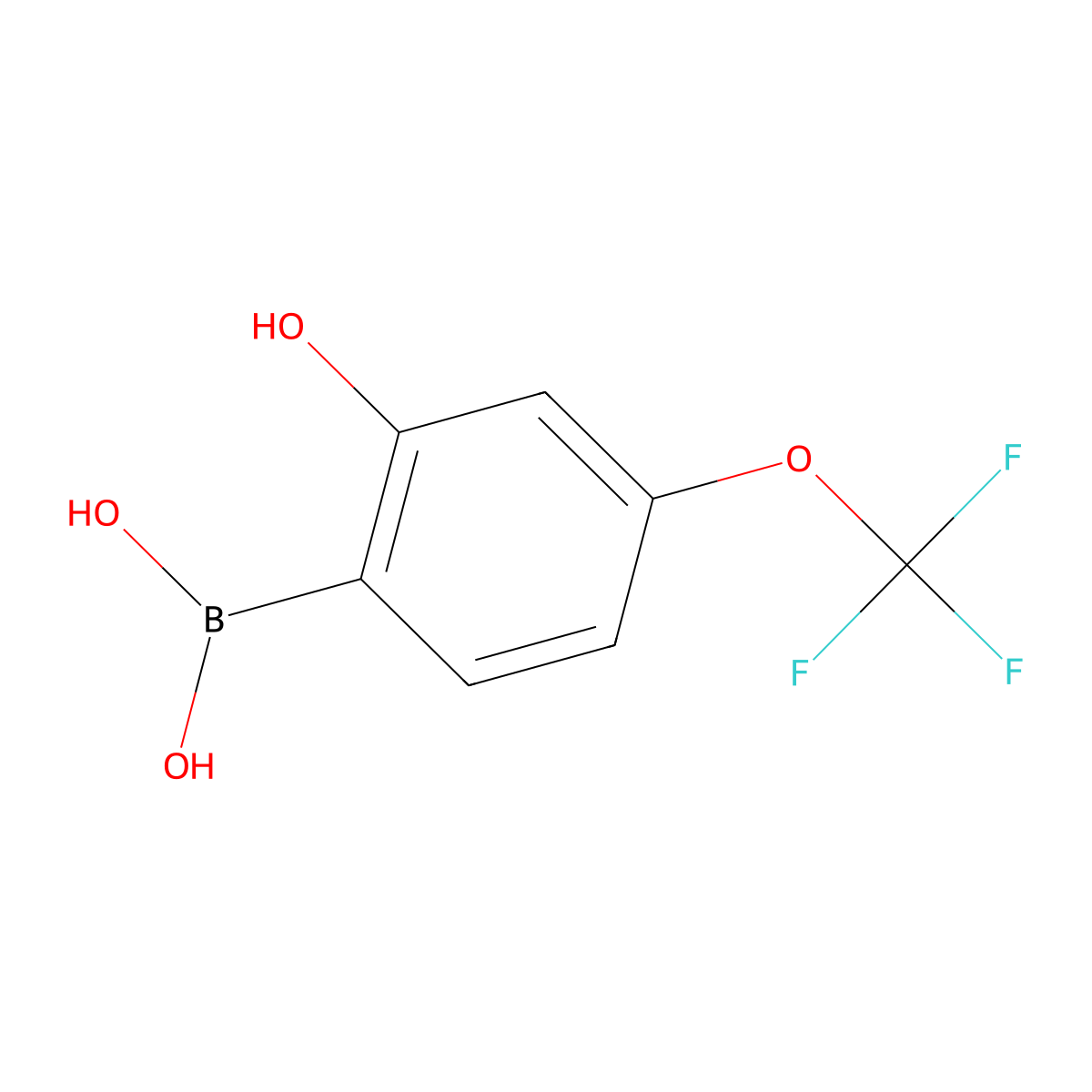 2-Hydroxy-4-(trifluoromethoxy)phenylboronic acid molecular structure, CAS 1309768-22-6